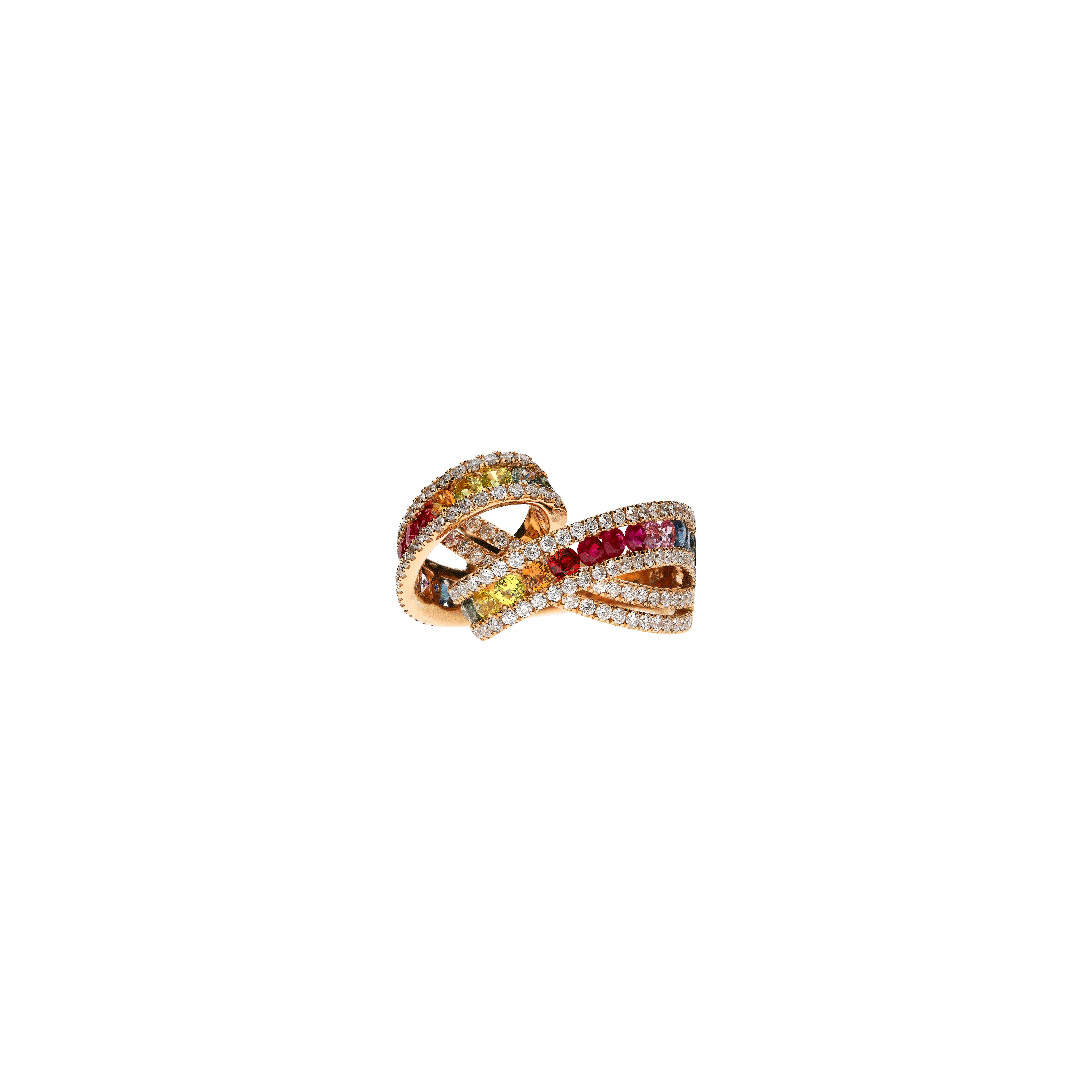 Bartorelli Italian Jewels | ANELLO RAINBOW IN ORO ROSA CON DIAMANTI E ZAFFIRI MULTICOLOR - KR1009/MS (2)