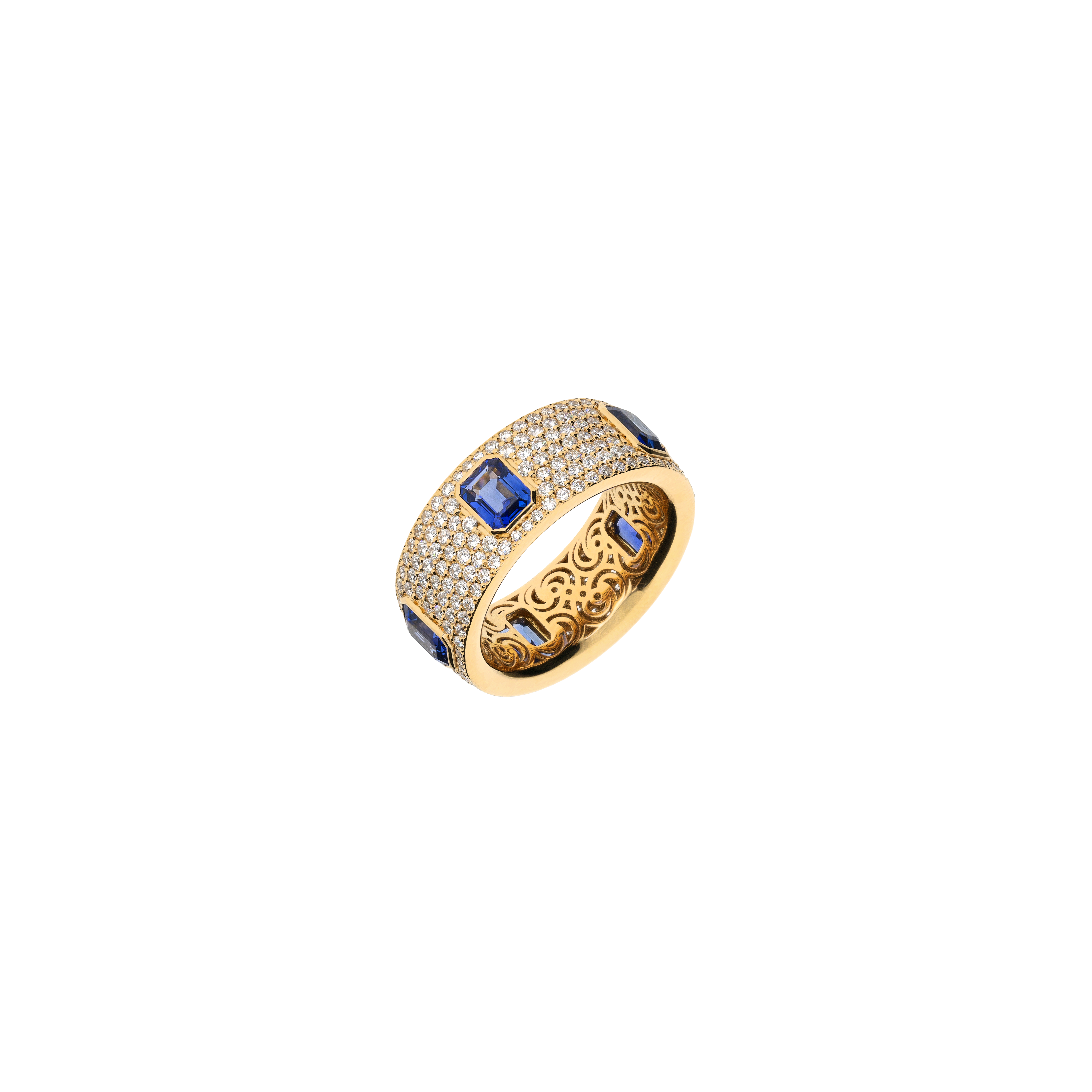 Bartorelli Italian Jewels | ANELLO IN ORO ROSA CON PAV&Eacute; DI DIAMANTI E ZAFFIRI BLU - 000-4750NS-ZB (1)