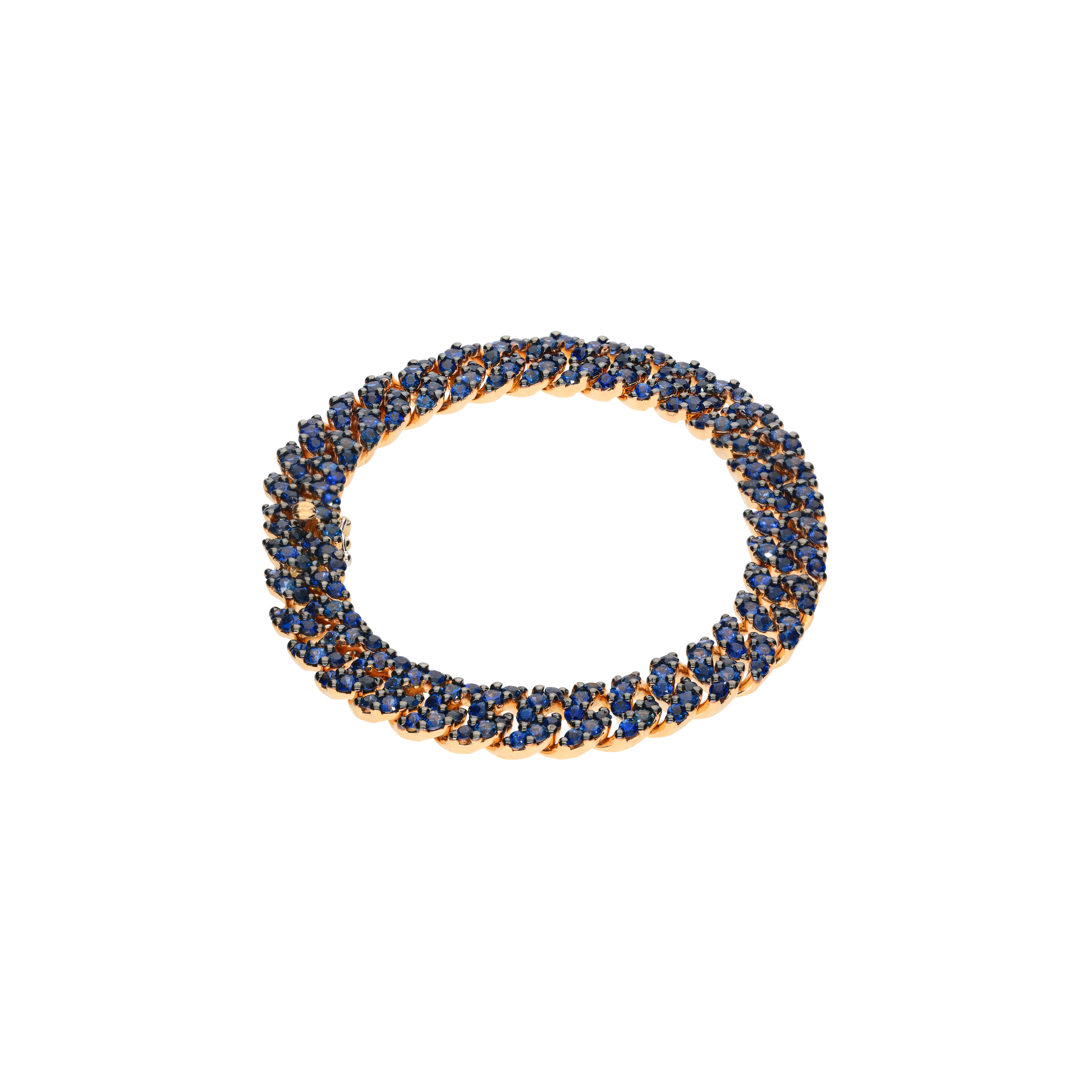 Bartorelli Italian Jewels | BRACCIALE GROUMETTE IN ORO ROSA CON PAV&Eacute; DI  ZAFFIRI BLU - 089-114NS-OR-ZB (1)