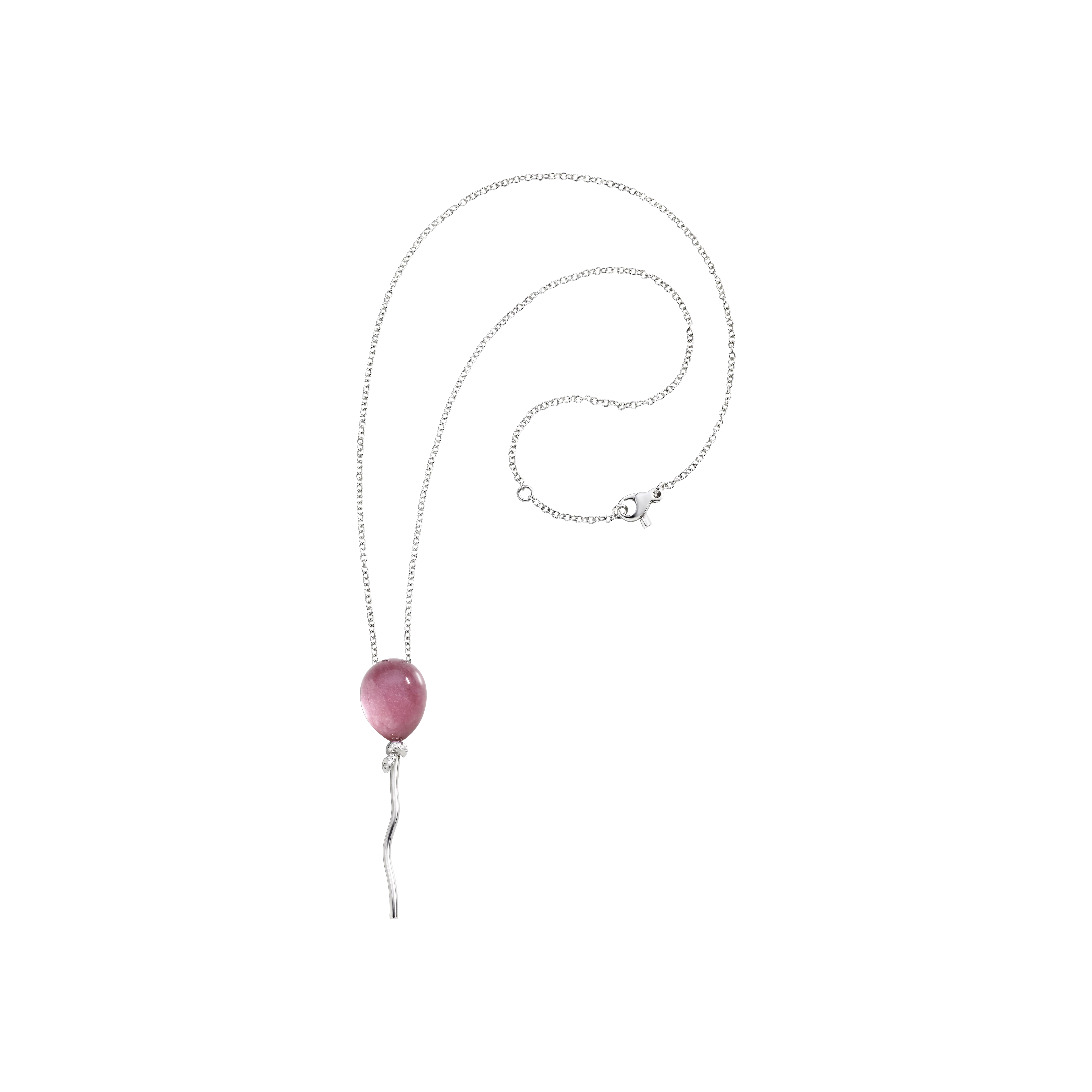 Vhernier | CATENA PALLONCINO IN ORO BIANCO  CON DIAMANTI RODONITE E CRISTALLO DI ROCCA - P00786C0415 (1)