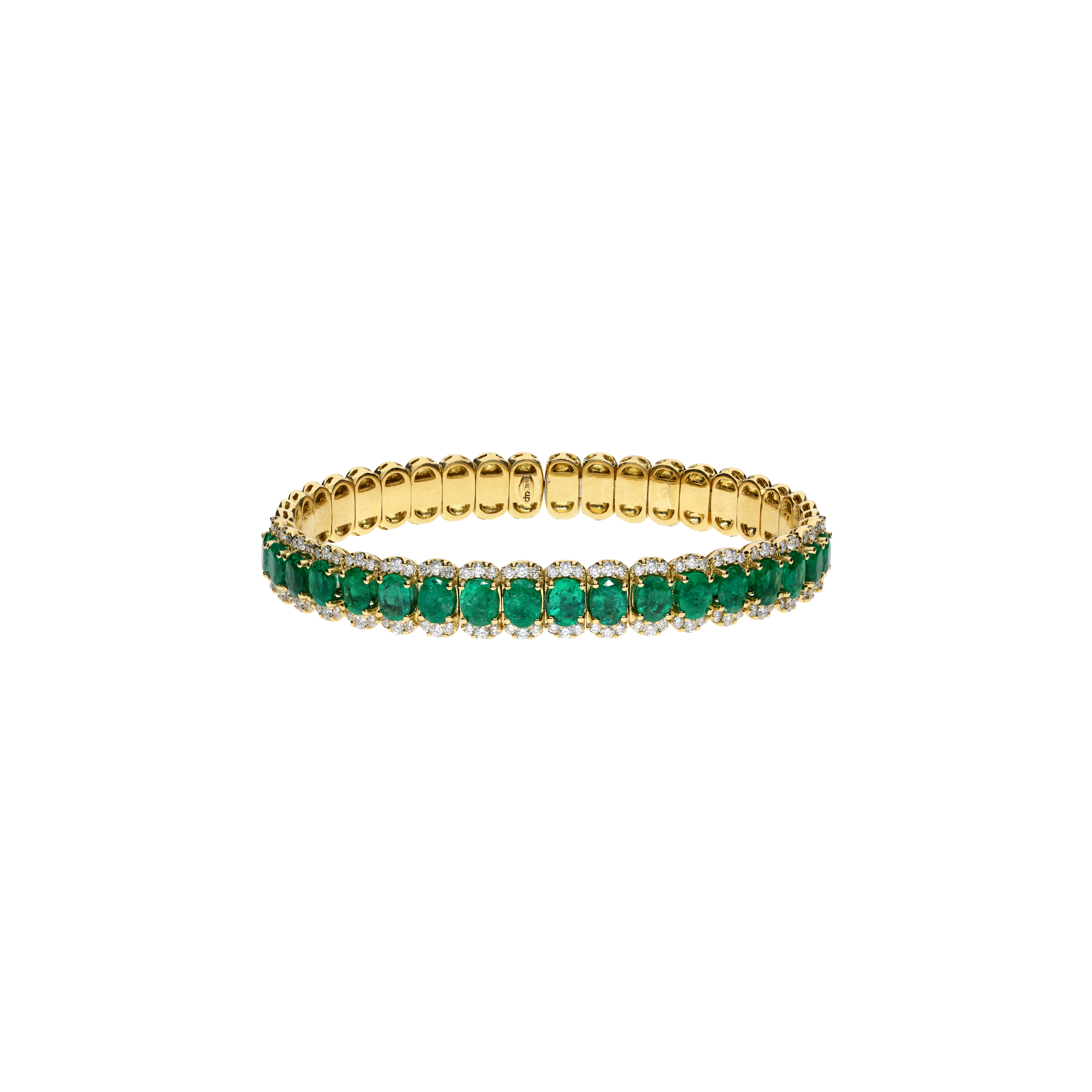 Bartorelli Italian Jewels | BRACCIALE RIGIDO IN ORO GIALLO  CON SMERALDI E DIAMANTI - 1PU0032191/9 (1)