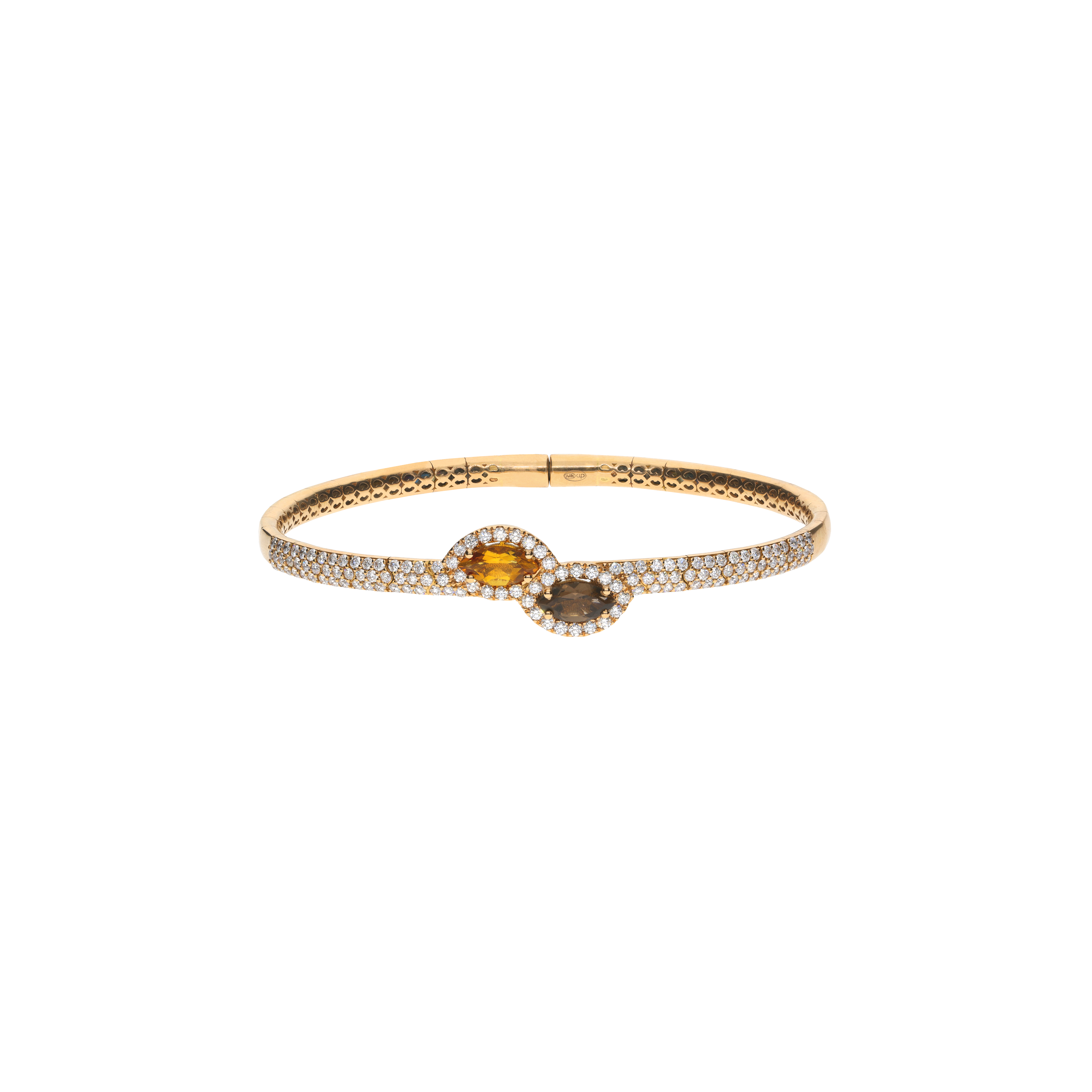 Bartorelli Italian Jewels | BRACCIALE RIGIDO IN ORO ROSA CON QUARZO CITRINO, QUARZO FUM&Eacute;  E PAV&Eacute; DI DIAMANTI - 1PU1482088/1 (1)