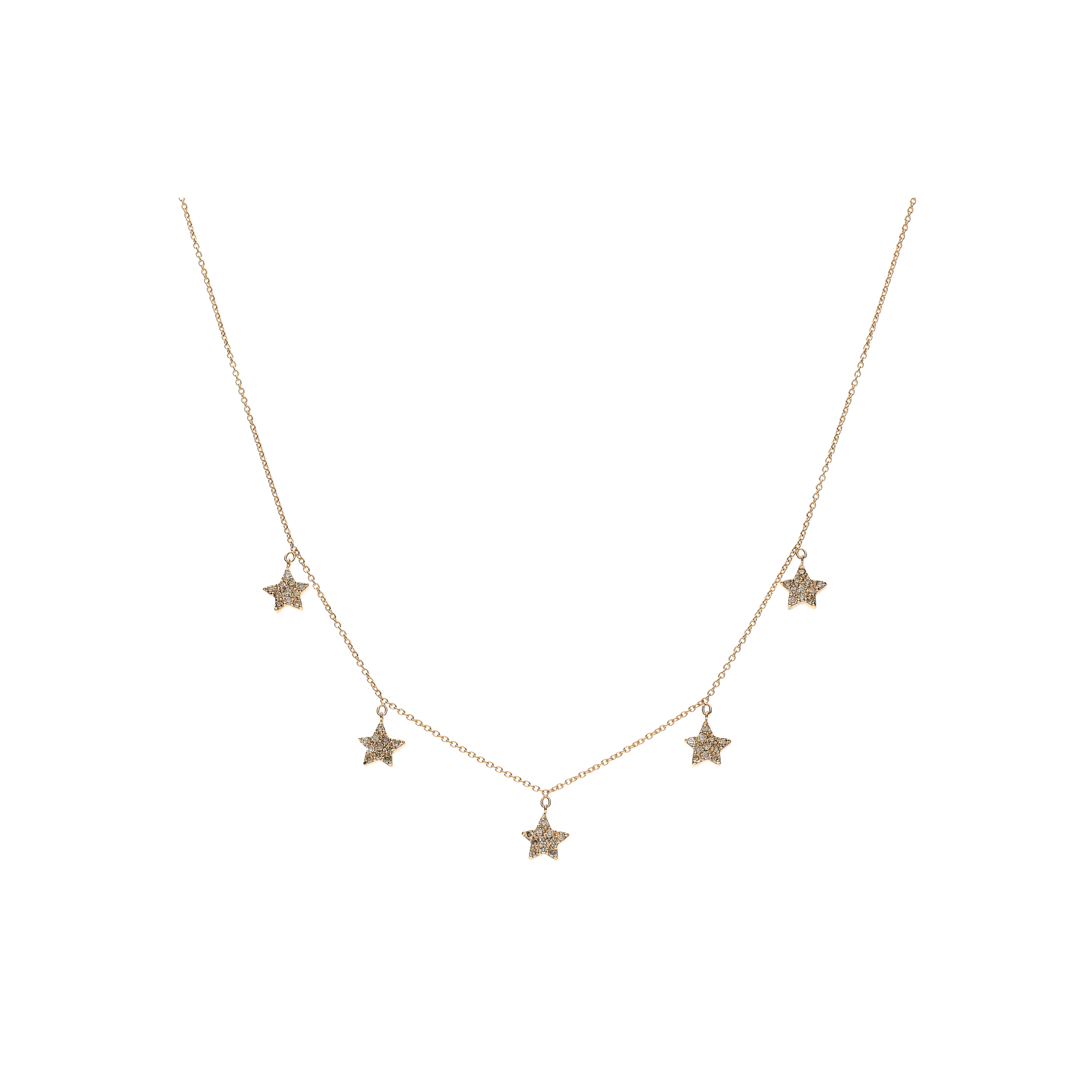 Bartorelli Italian Jewels | COLLANA  IN ORO ROSA CON STELLE IN PAV&Eacute; DI DIAMANTI BROWN - C054/13-OR-DB (1)