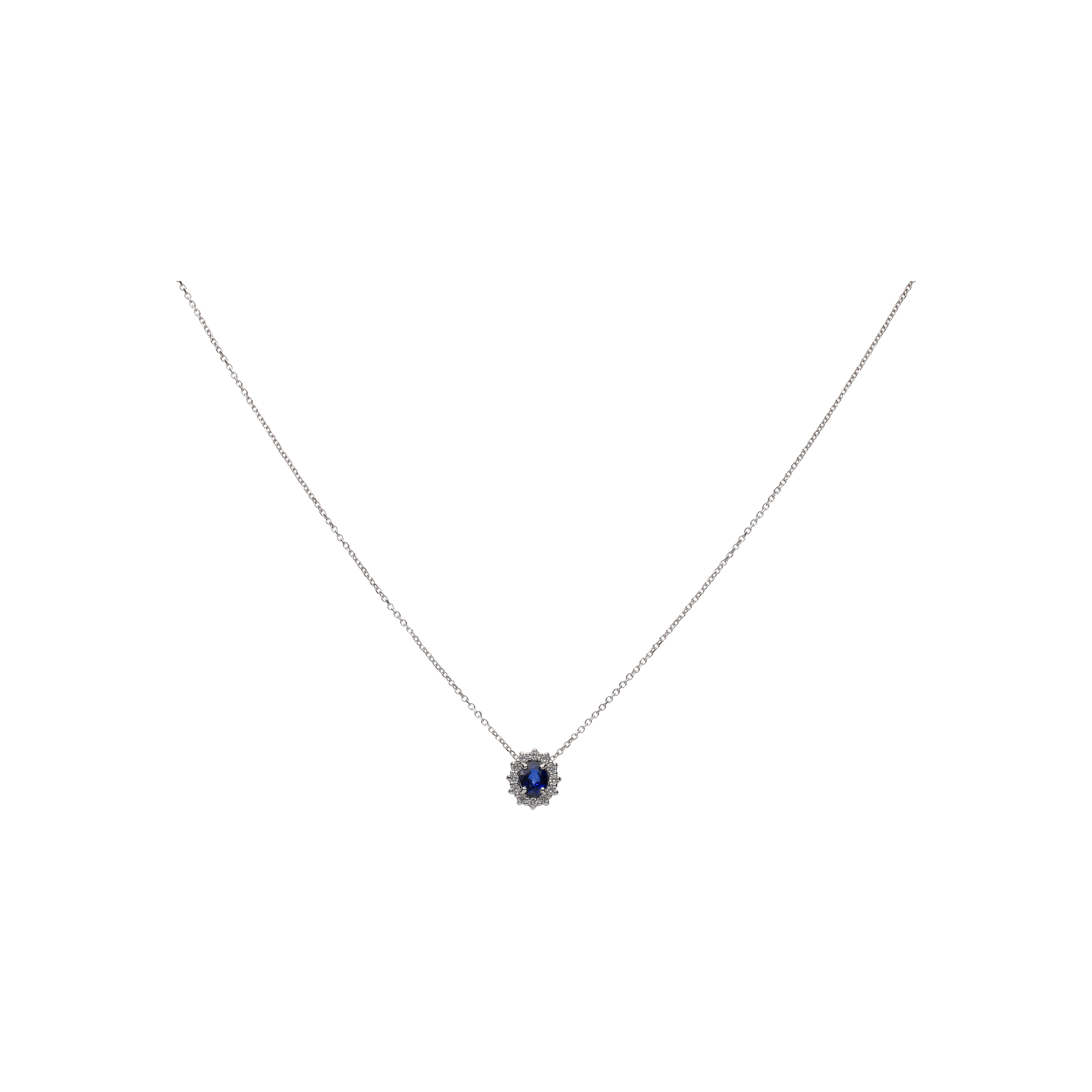 Bartorelli Italian Jewels | COLLANA IN ORO BIANCO CON PENDENTE ROSETTA ZAFFIRO E DIAMANTI - 0005240Z12 (1)