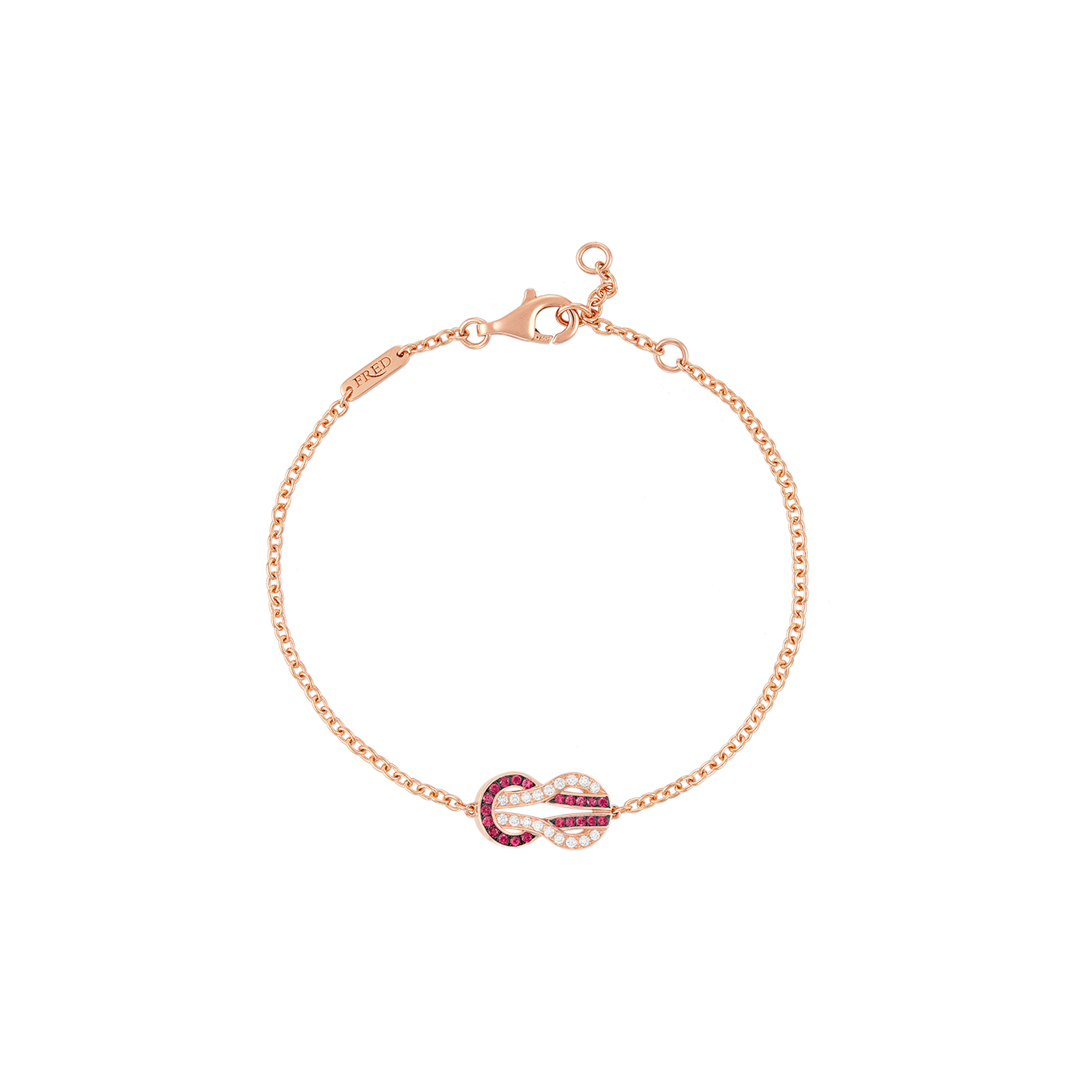 Fred | BRACCIALE CHANCE INFINIE MODELLO MEDIO IN ORO ROSA CON DIAMANTI E RUBINI - 6B1052 - 6B1052 (1)