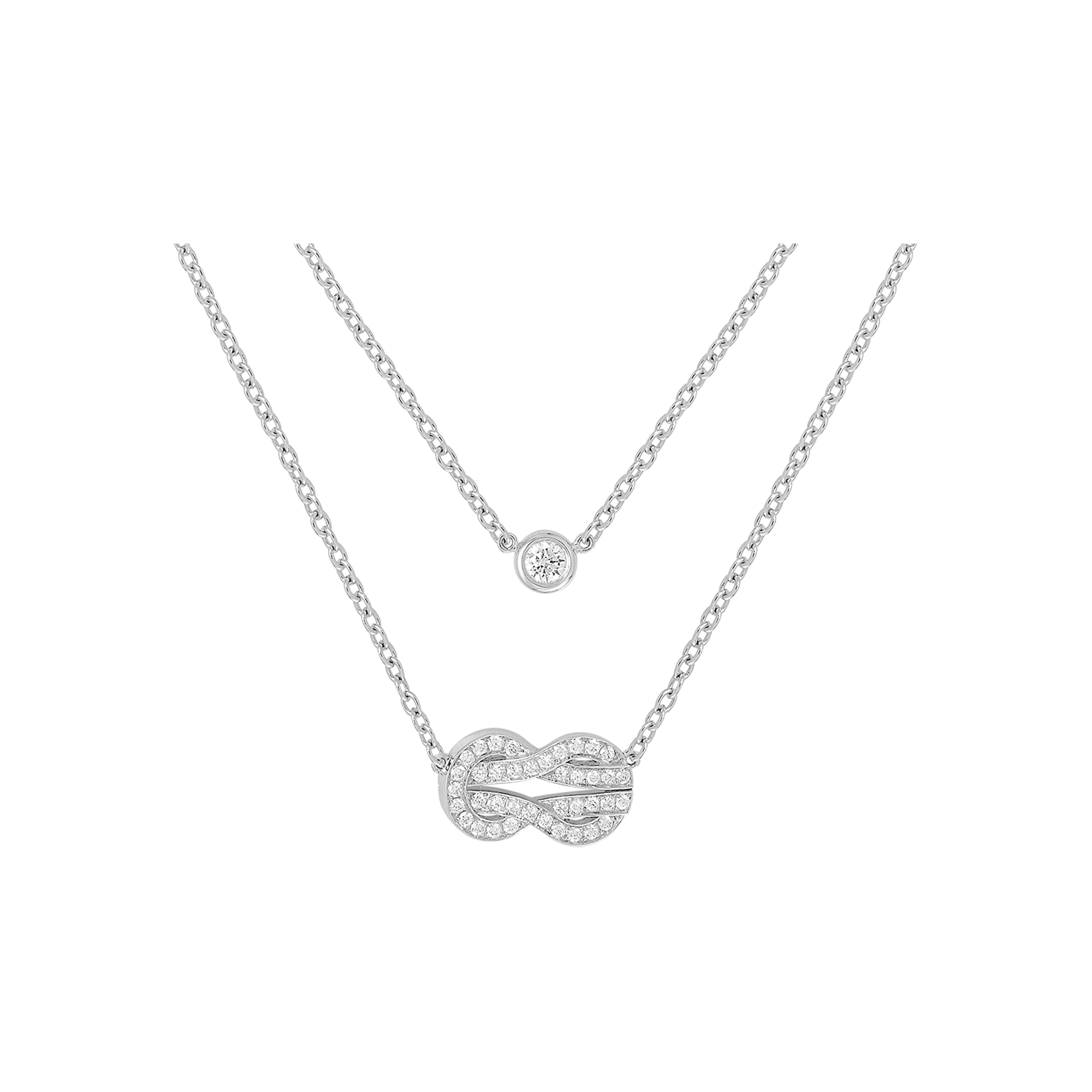 Fred | COLLANA A DOPPIA CATENA CHANCE INFINIE MODELLO MEDIO IN ORO BIANCO E DIAMANTI - 7B0226 - 7B0226 (1)