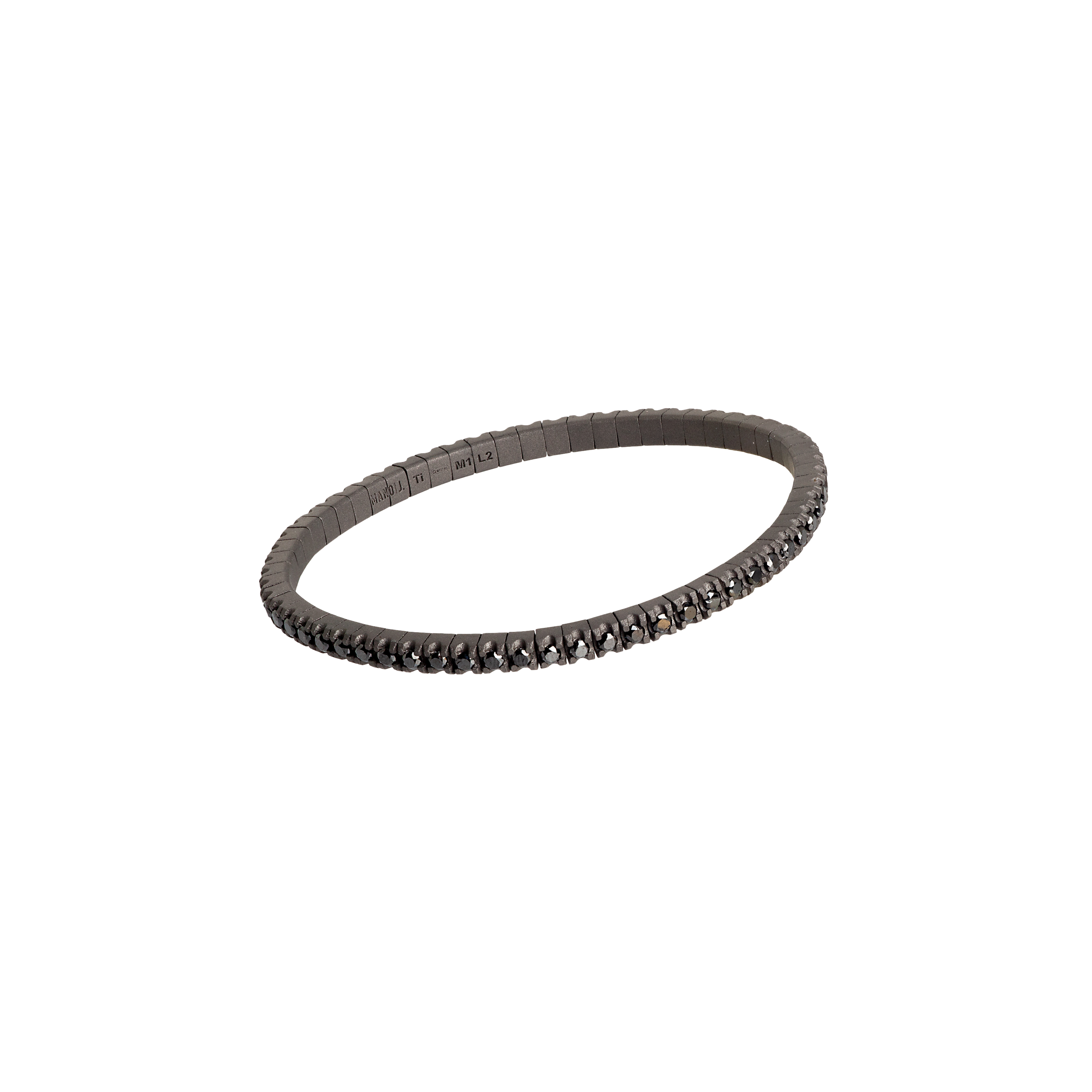 Mano | J . | BRACCIALE TENNIS UOMO ELASTICA IN TITANIO SABBIATO E DIAMANTI BLACK - TENBRTBBR3PT - TENBRTBBR3PT (1)