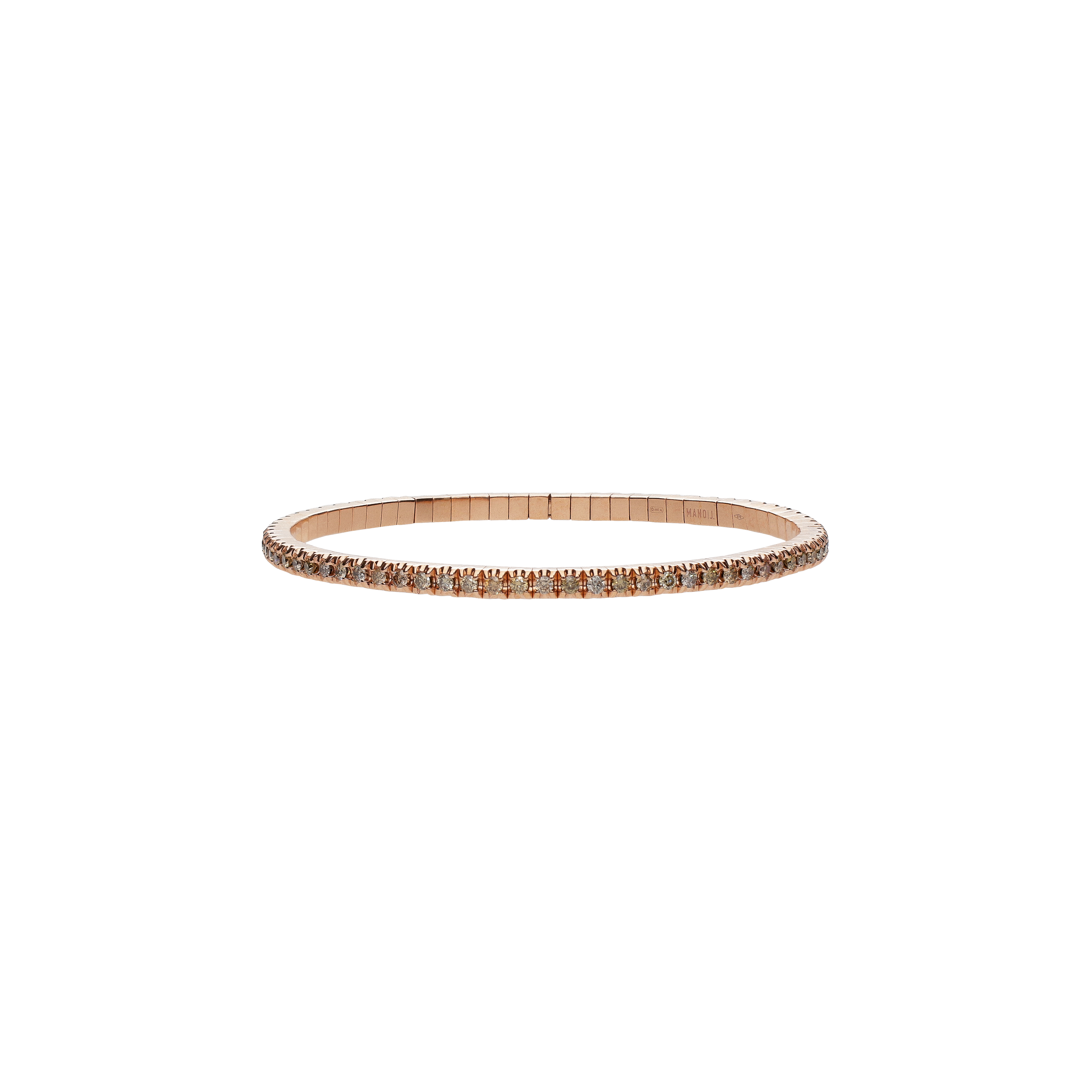 Mano | J . | BRACCIALE UOMO TENNIS ELASTICO IN ORO ROSSO E DIAMANTI BROWN - TENBRORBROWOR9KT - TENBRORBROWOR9KT (1)