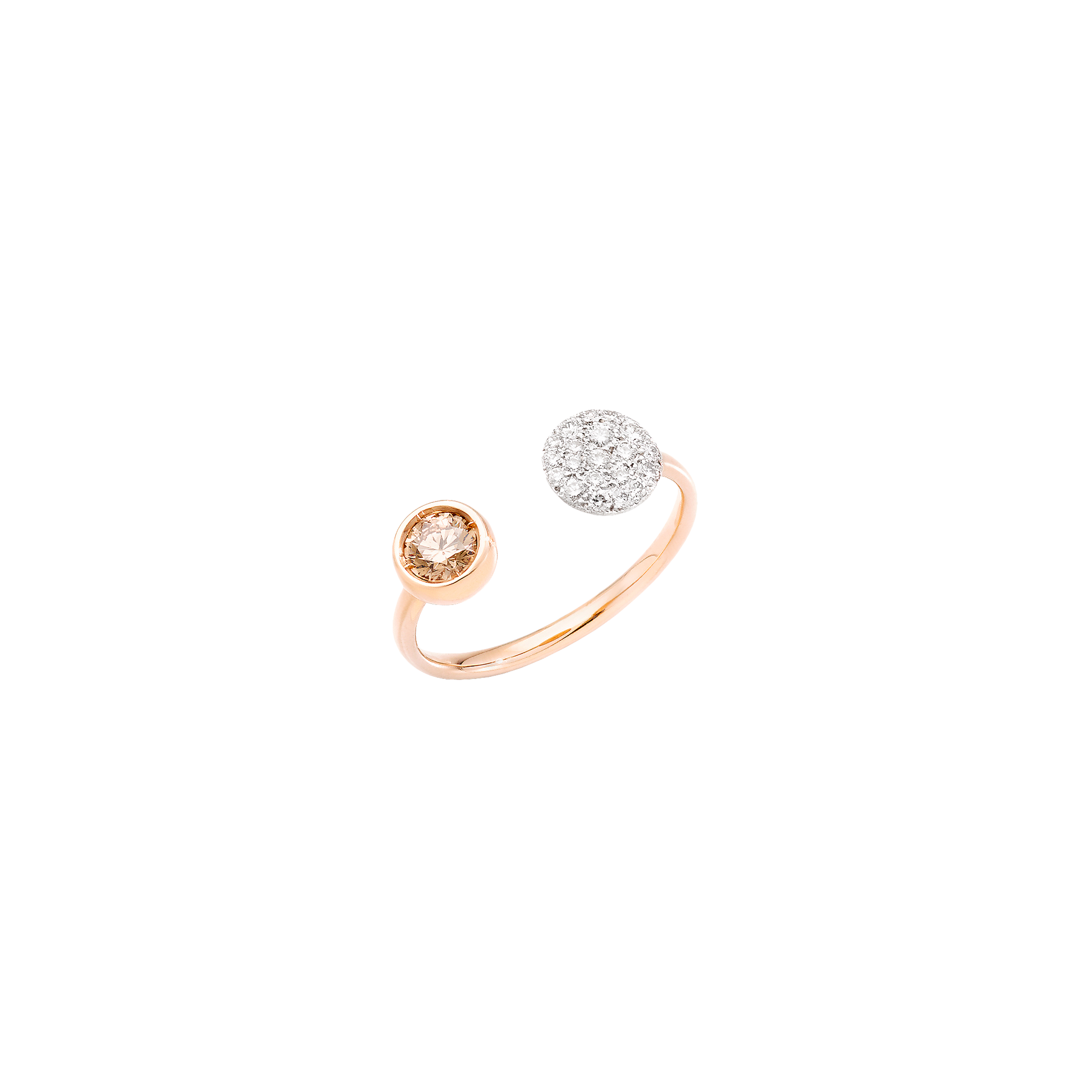 Pomellato | ANELLO SABBIA IN ORO ROSA CON DIAMANTE BROWN E PAV&Eacute; DI DIAMANTI BIANCHI - PAC3050O7WHRDB0BR - PAC3050O7WHRDB0BR (1)
