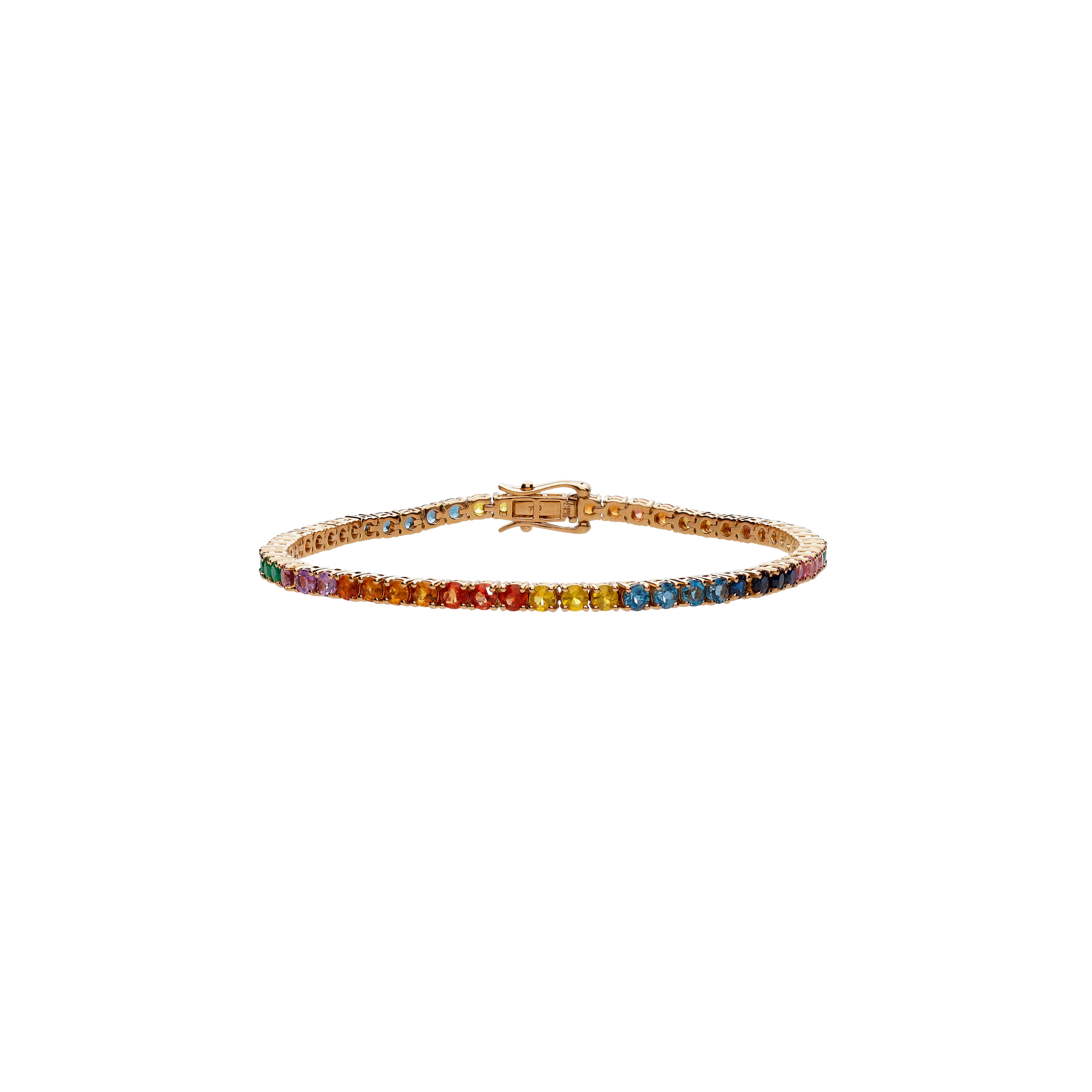 Bartorelli Italian Jewels | BRACCIALE TENNIS RAINBOW IN ORO ROSA CON ZAFFIRI MULTICOLOR, TORMALINE E SMERALDI - AB2086/MCS (1)