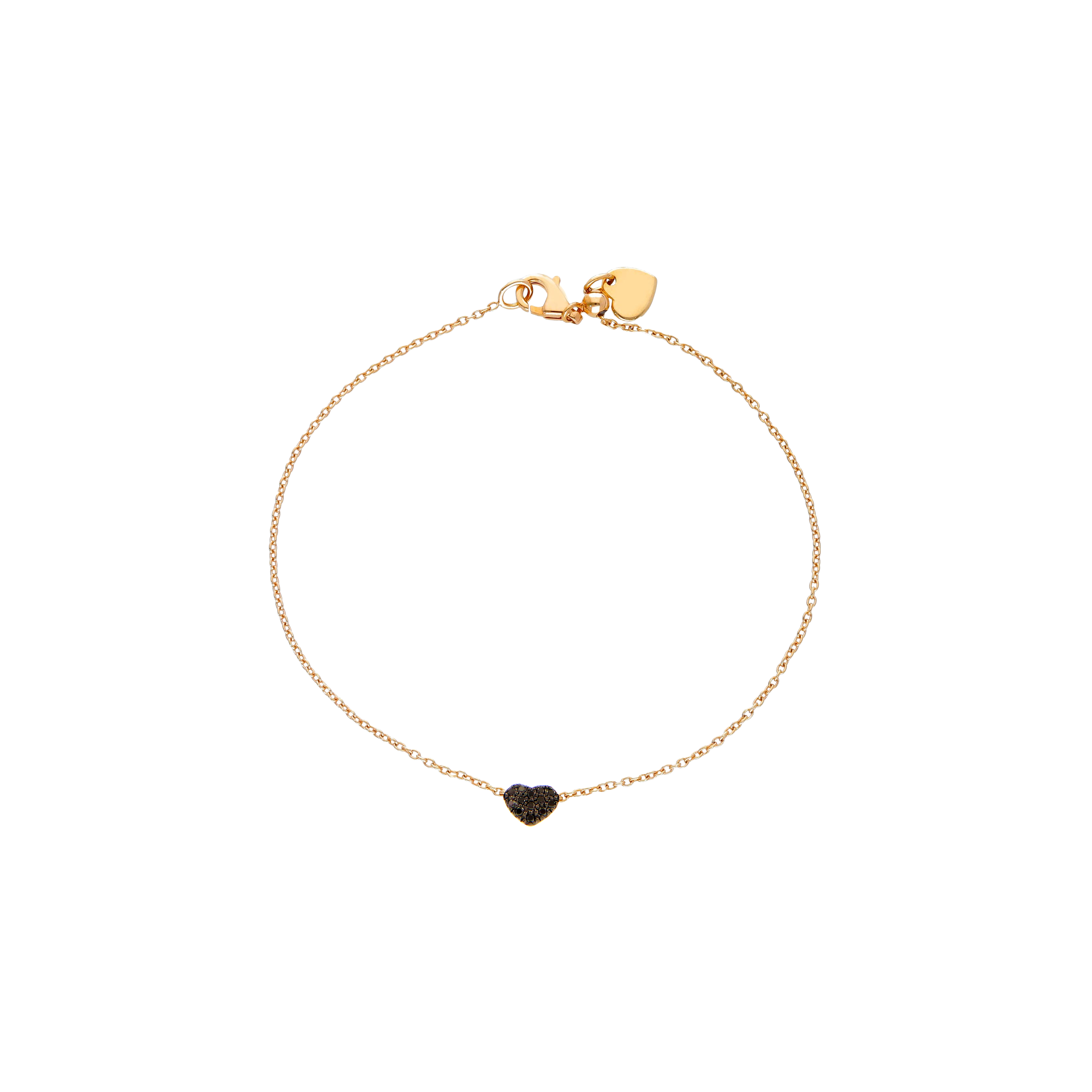Bartorelli Italian Jewels | BRACCIALE IN ORO ROSA CON CUORE  IN PAV&Eacute; DI DIAMANTI NERI - 222923 (1)