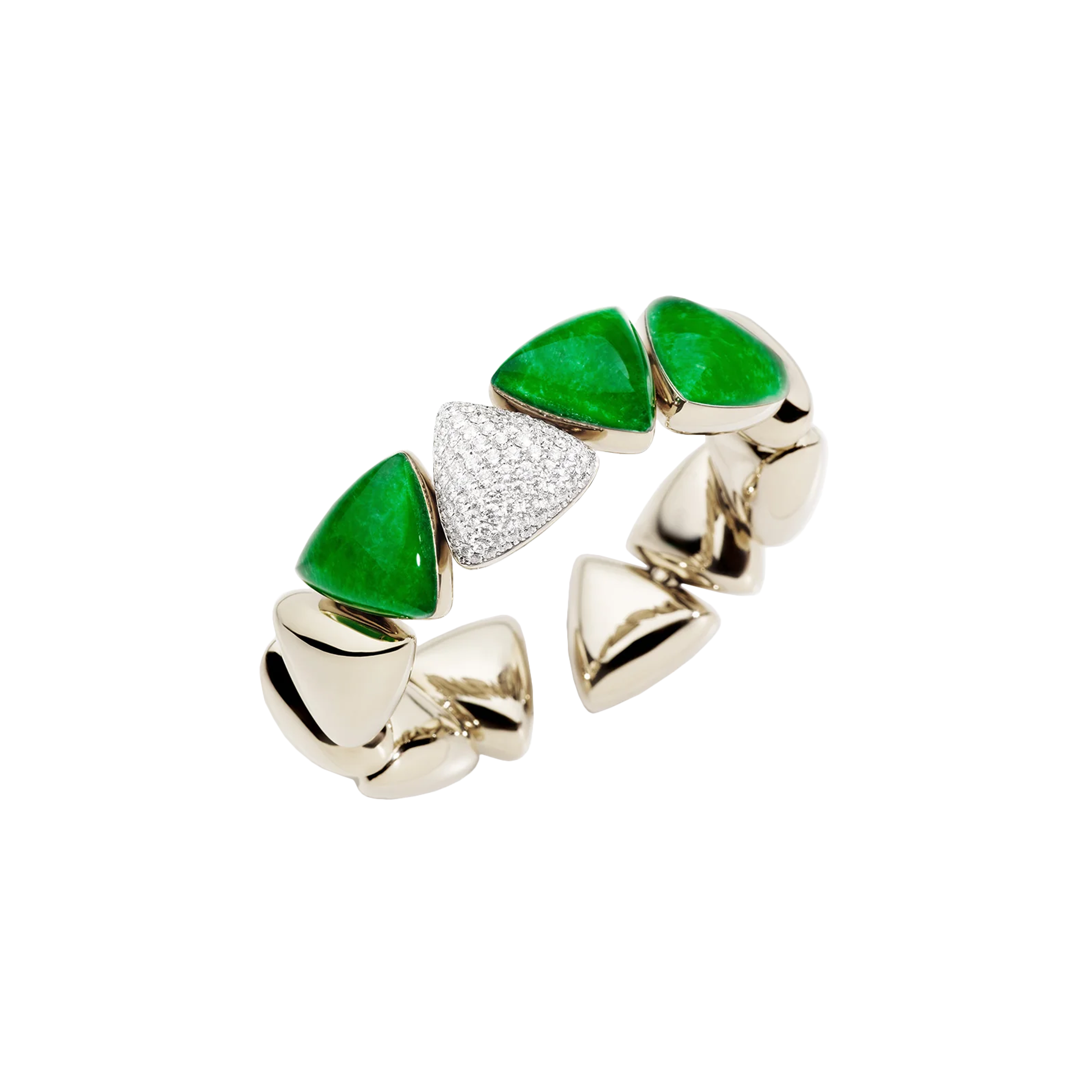 Vhernier | BRACCIALE FRECCIA IN ORO BIANCO NON RODIATO, DIAMANTI, GIADA E CRISTALLO DI ROCCA - PG1401BR401 (1)