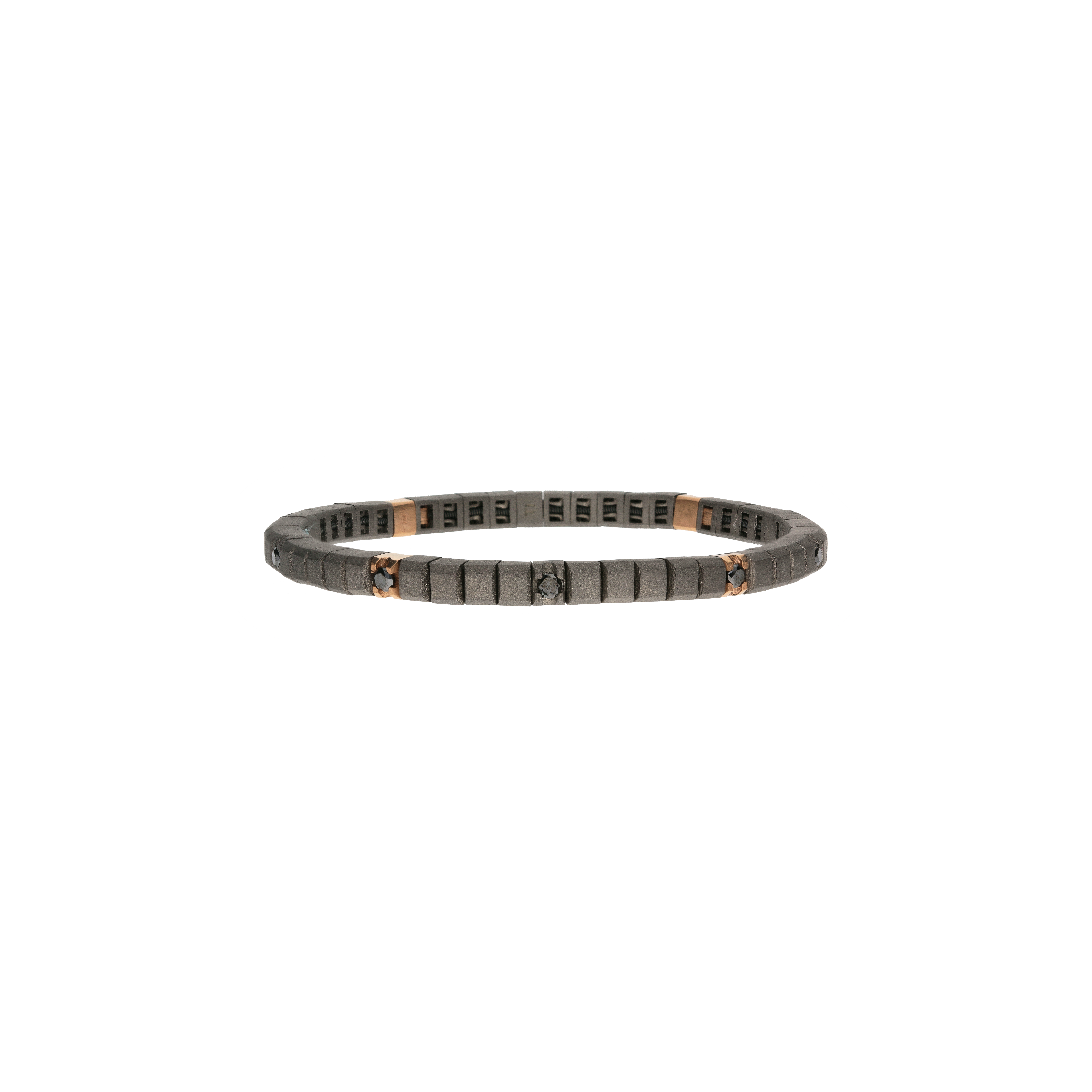 Mano | J . | BRACCIALE TENNIS  LOOP IN TITANIO, ORO ROSSO 18 KT E DIAMANTI BLACK - TENBRT11B4RGBR5PT - TENBRT11B4RGBR5PT (1)
