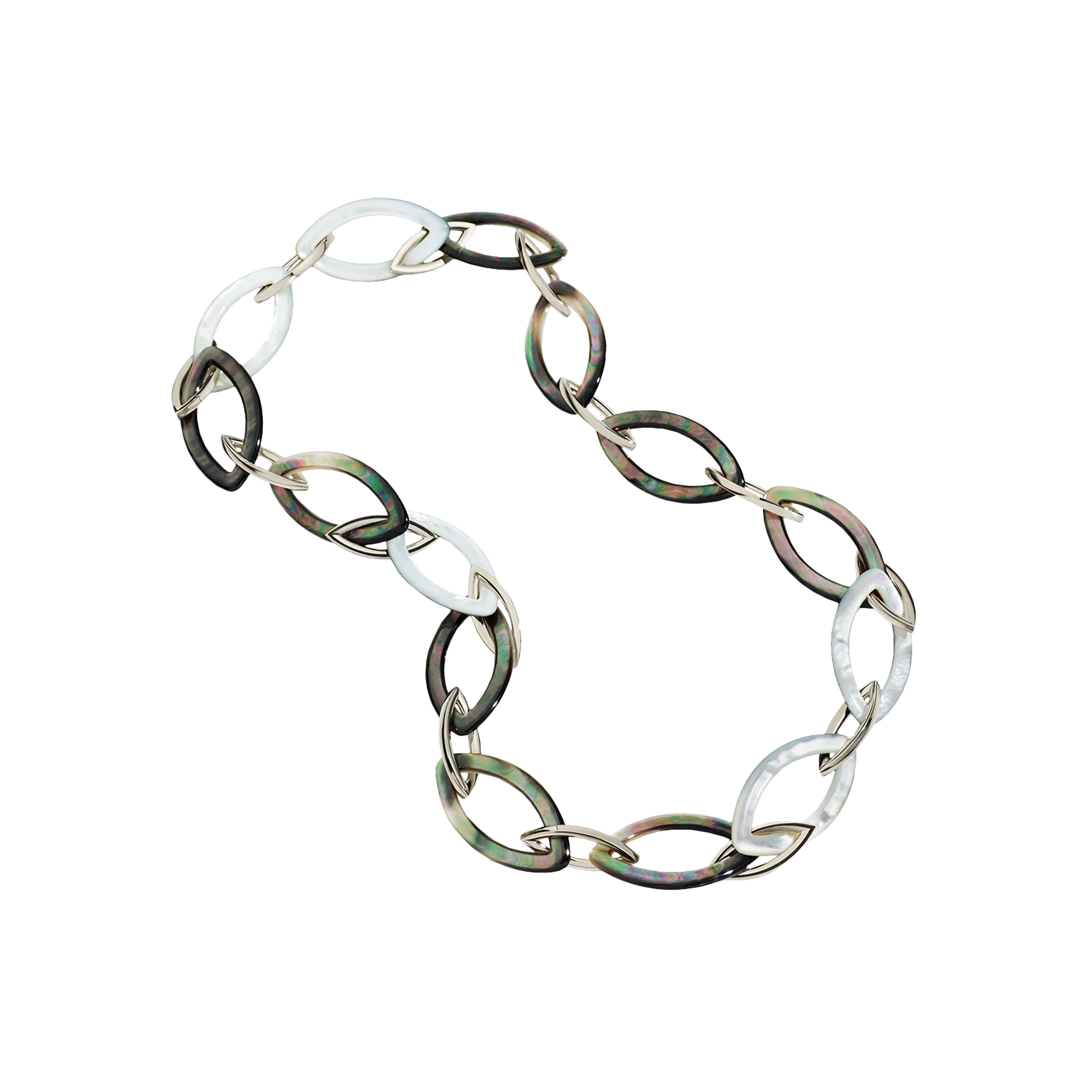 Vhernier | CATENA POP IN ORO BIANCO 18K NON RODIATO, MADREPERLA BIANCA E MADREPERLA GRIGIA - P01266CL220 (1)