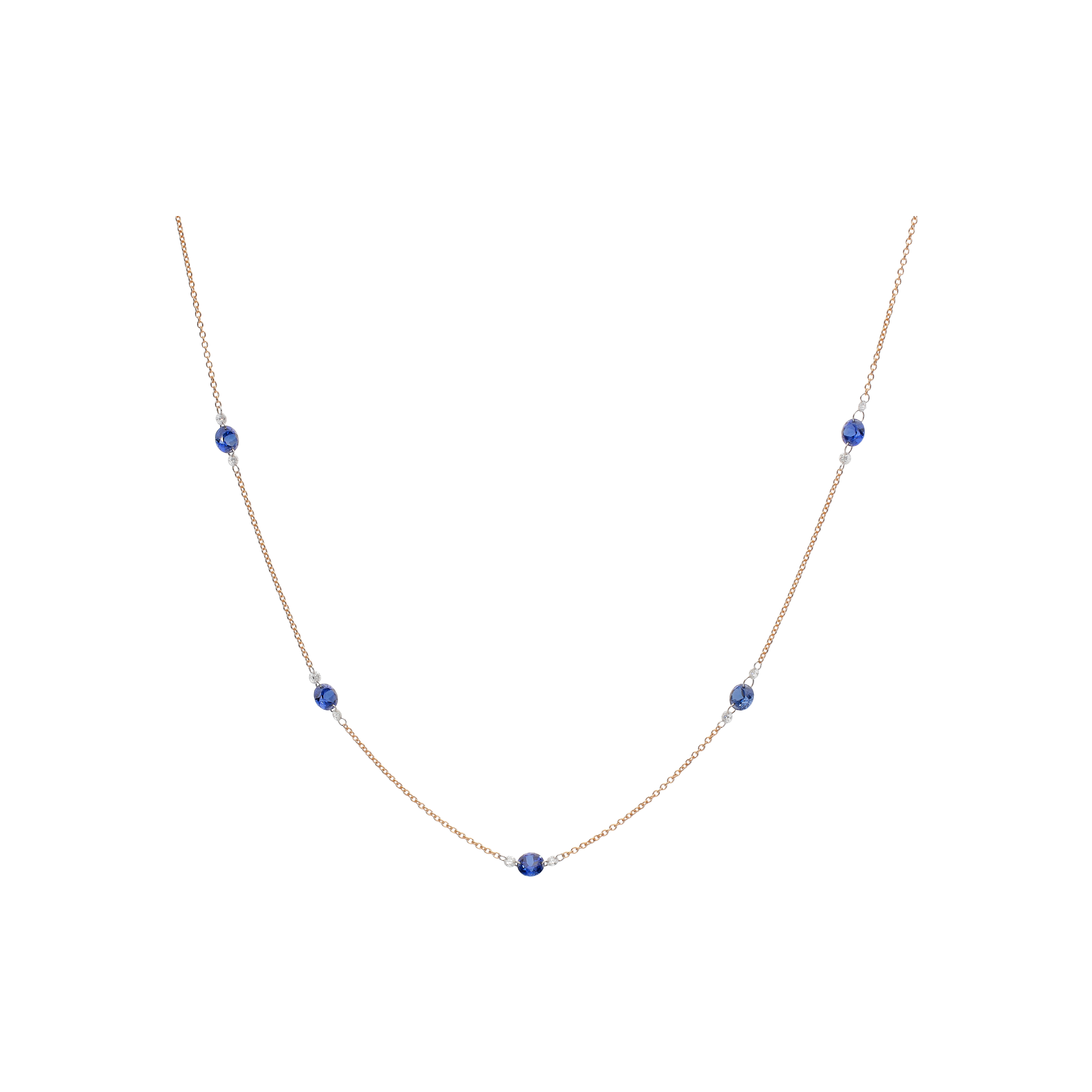 Bartorelli Italian Jewels | COLLANA IN ORO ROSA CON ZAFFIRI BLU E DIAMANTI - C065/2/2-S0 (1)