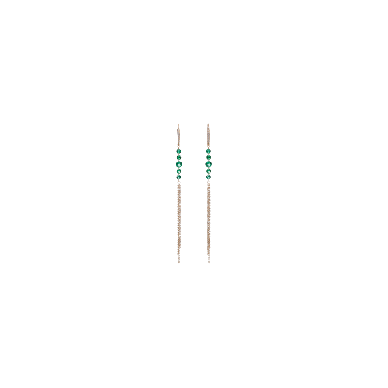 Bartorelli Italian Jewels | ORECCHINI PENDENTI IN ORO ROSA CON SMERALDI E DIAMANTI - O335/28/5-S0 (1)