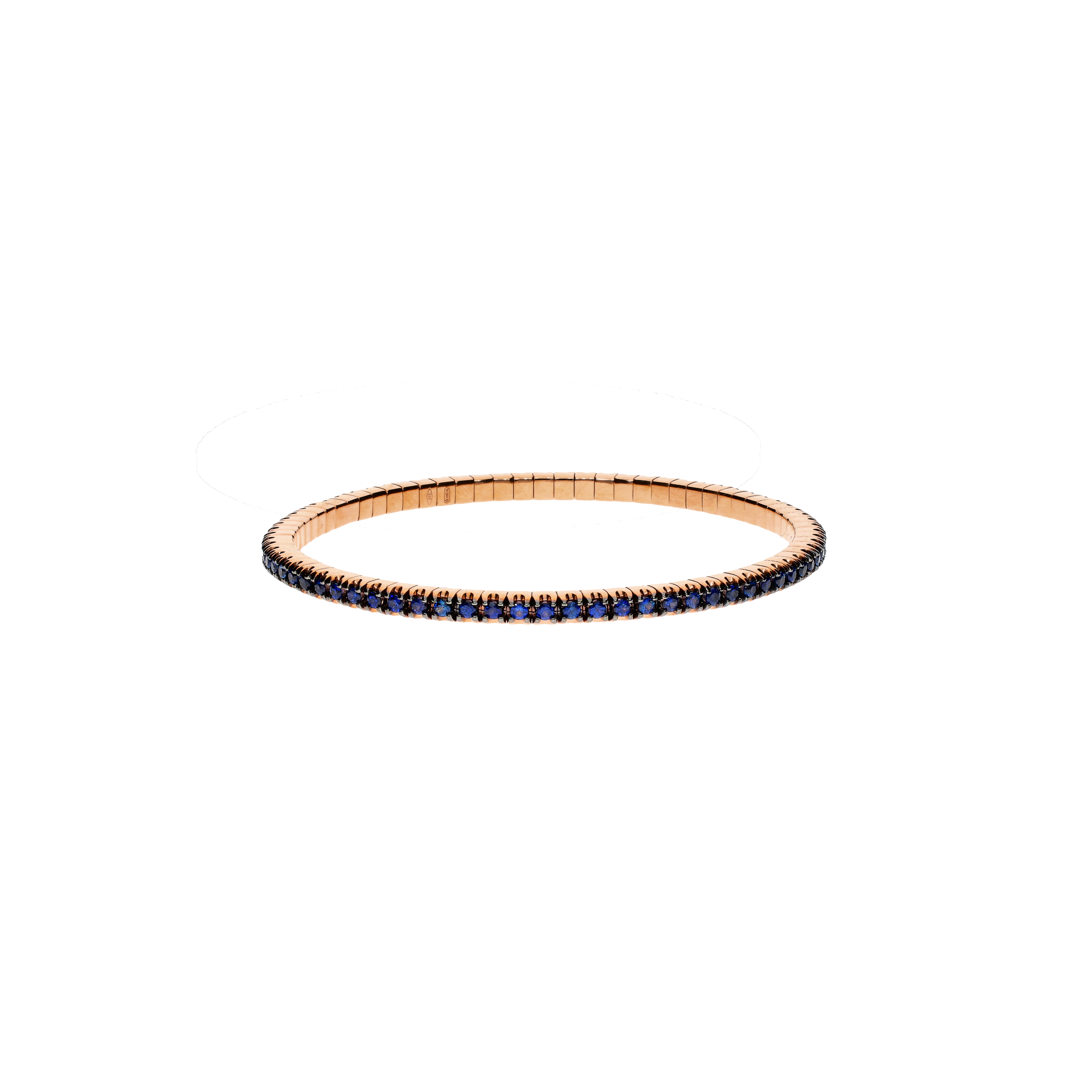 Mano | J . | BRACCIALE TENNIS ELASTICO IN ORO ROSA E ZAFFIRI BLU - TENBRORZAF9KT (1)