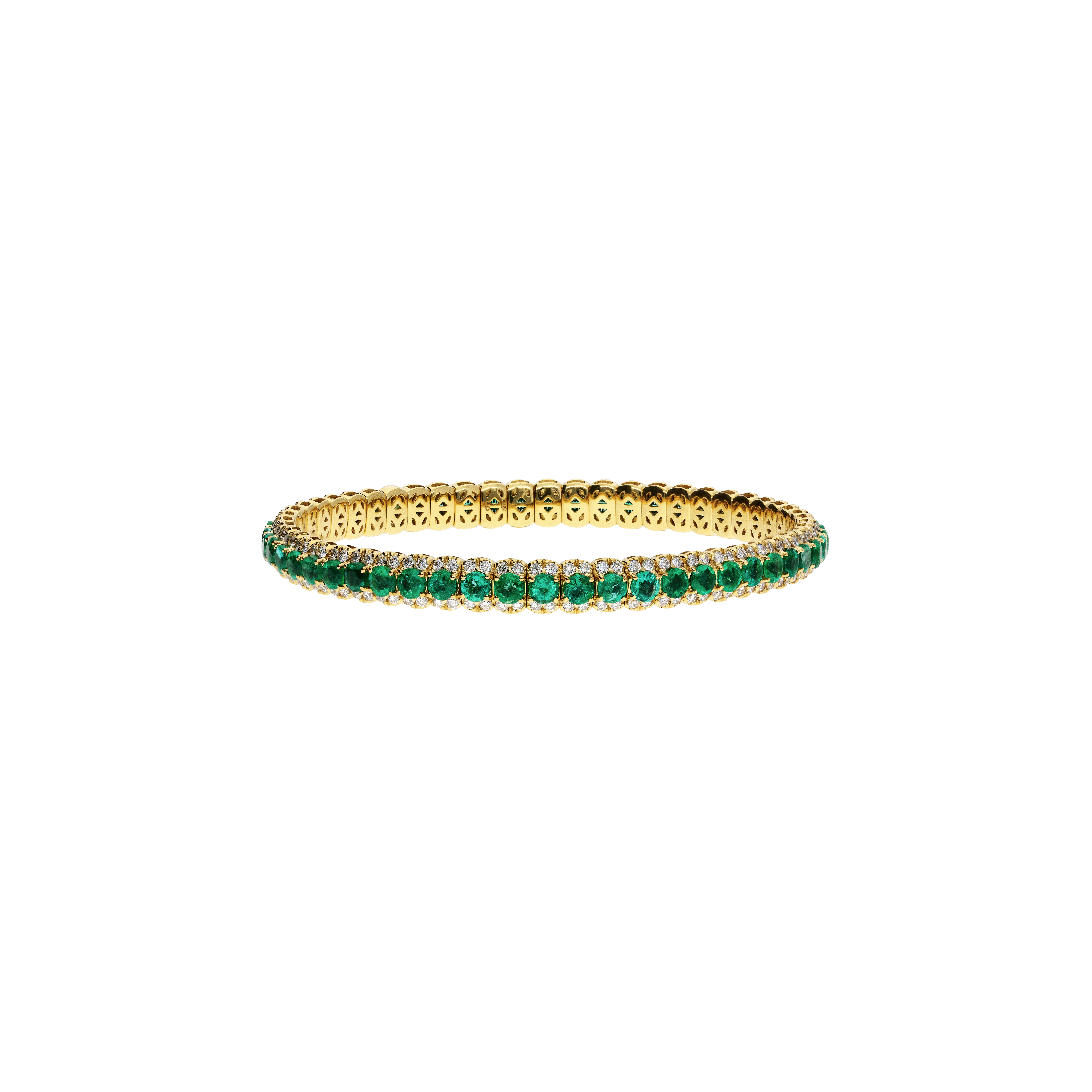 Bartorelli Italian Jewels | BRACCIALE ELASTICO IN ORO GIALLO CON SMERALDI E DIAMANTI - 1PU1482143/54/5 (1)