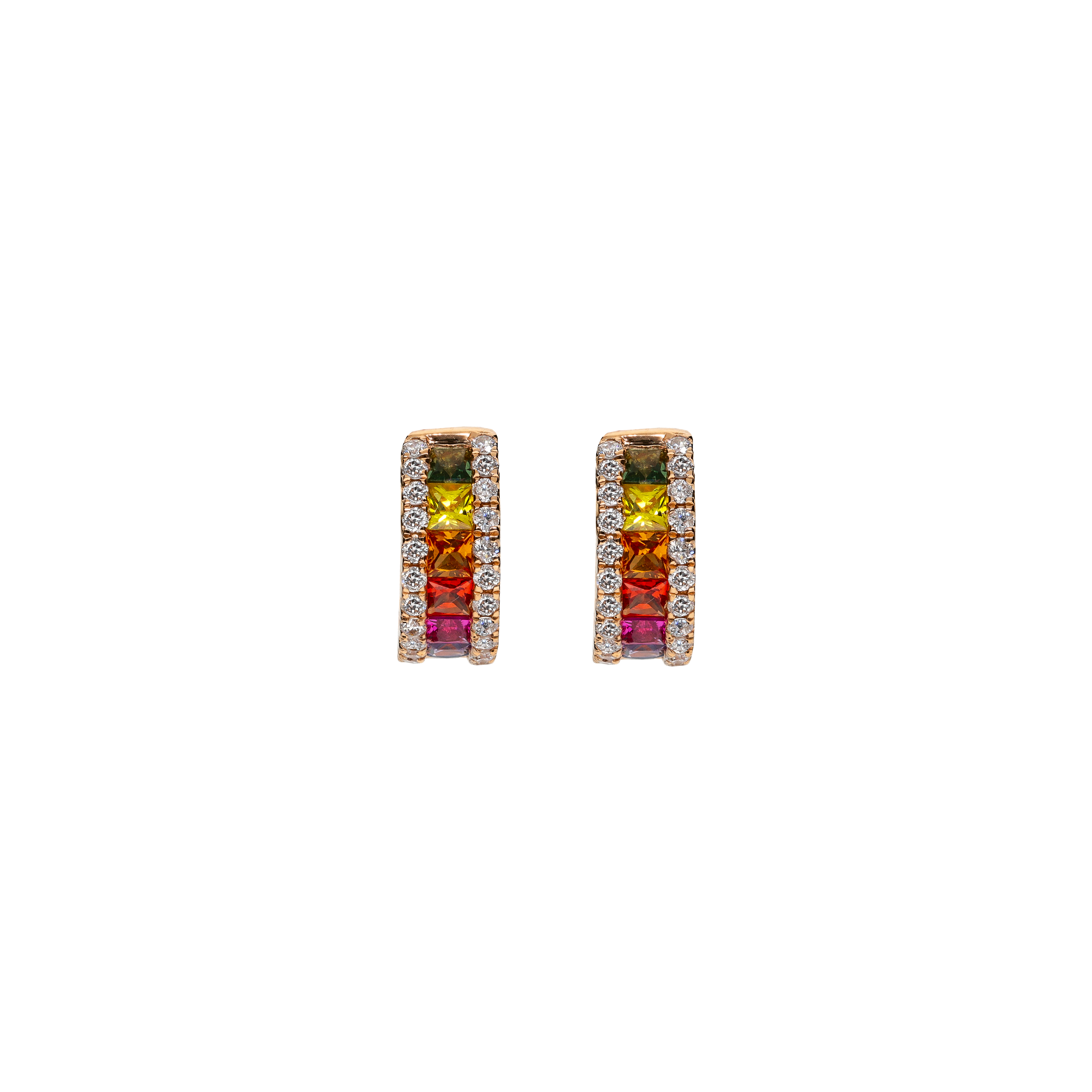 Bartorelli Italian Jewels | ORECCHINI RAINBOW A CERCHIO IN ORO ROSA CON DIAMANTI E ZAFFIRI MULTICOLOR - E00445RB11 (1)