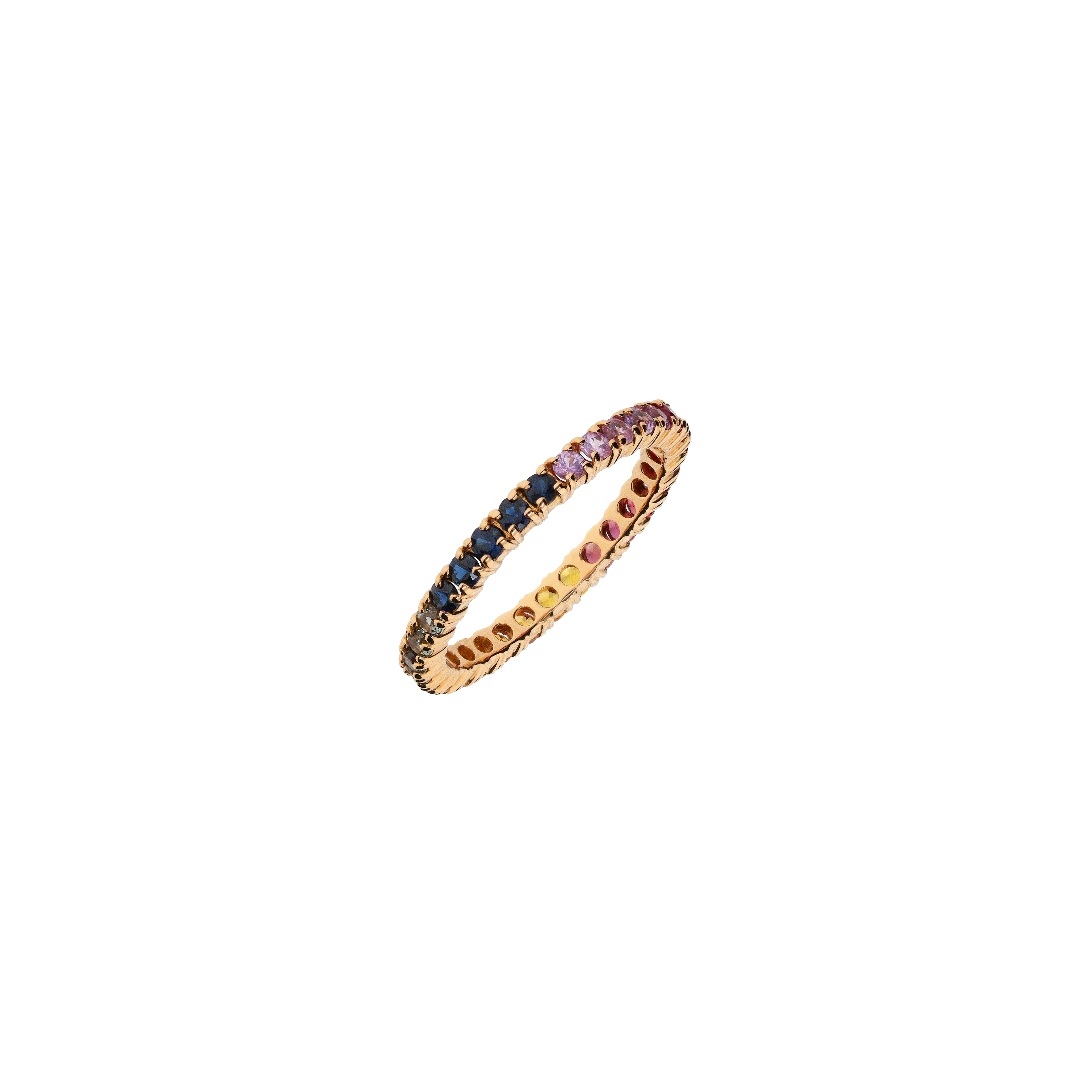 Bartorelli Italian Jewels | ANELLO VERETTA RAINBOW IN ORO ROSA CON ZAFFIRI MULTICOLOR - KR1017/MS (1)