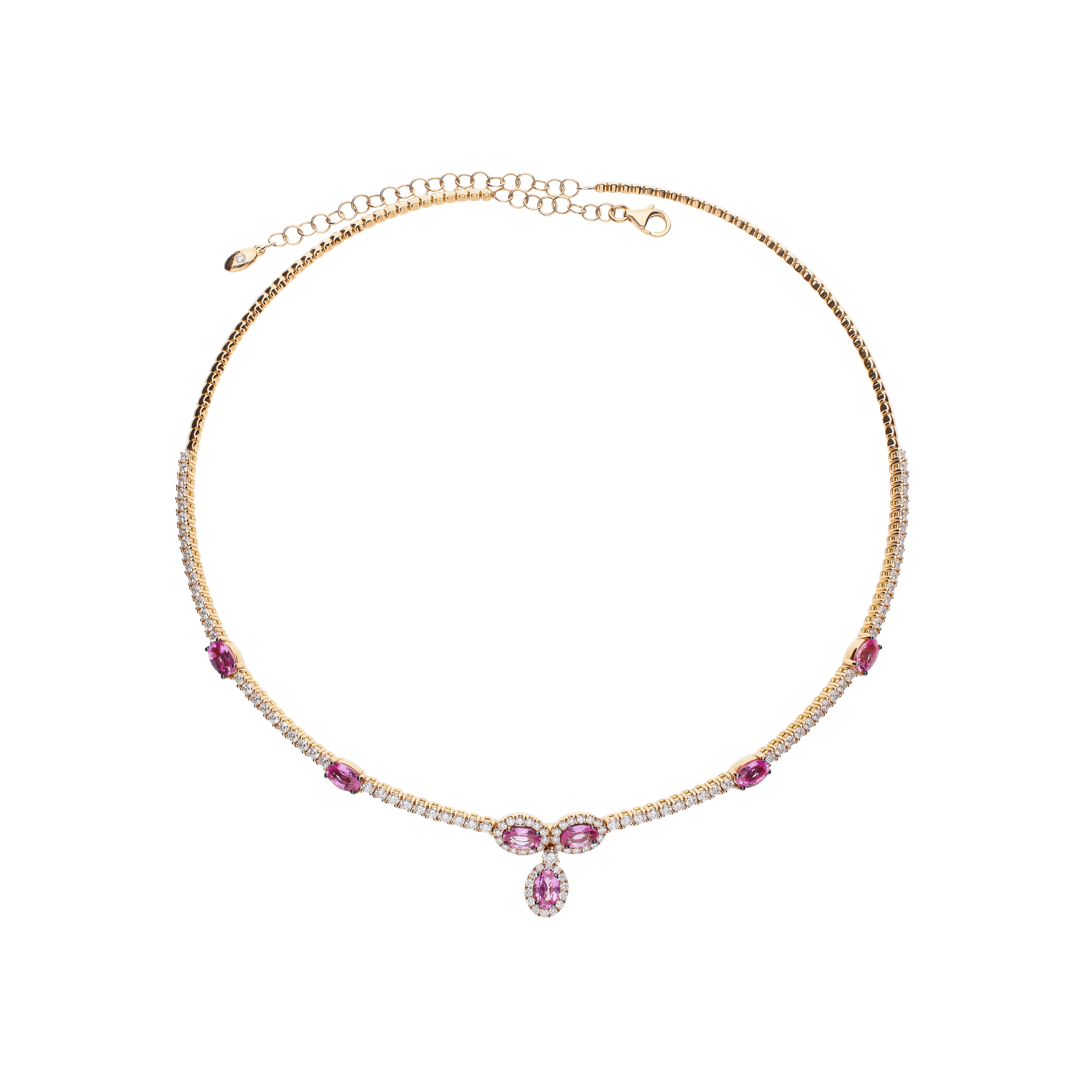Bartorelli Italian Jewels | COLLANA CHOKER IN ORO ROSA CON DIAMANTI E ZAFFIRI ROSA - 1GA1480584/3 (1)