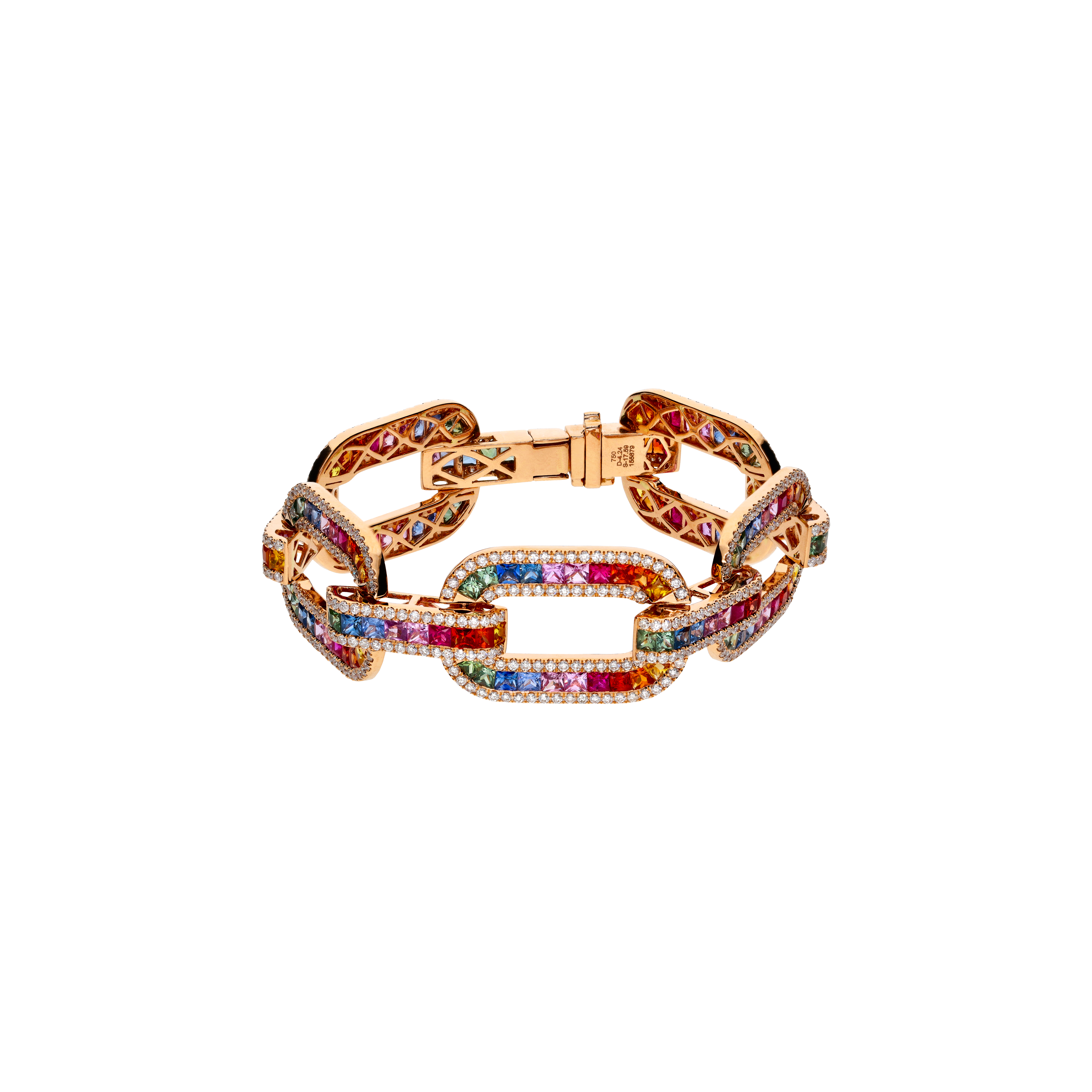 Bartorelli Italian Jewels | BRACCIALE IN ORO ROSA CON DIAMANTI BIANCHI E ZAFFIRI MULTICOLOR - KB1155/MS (1)