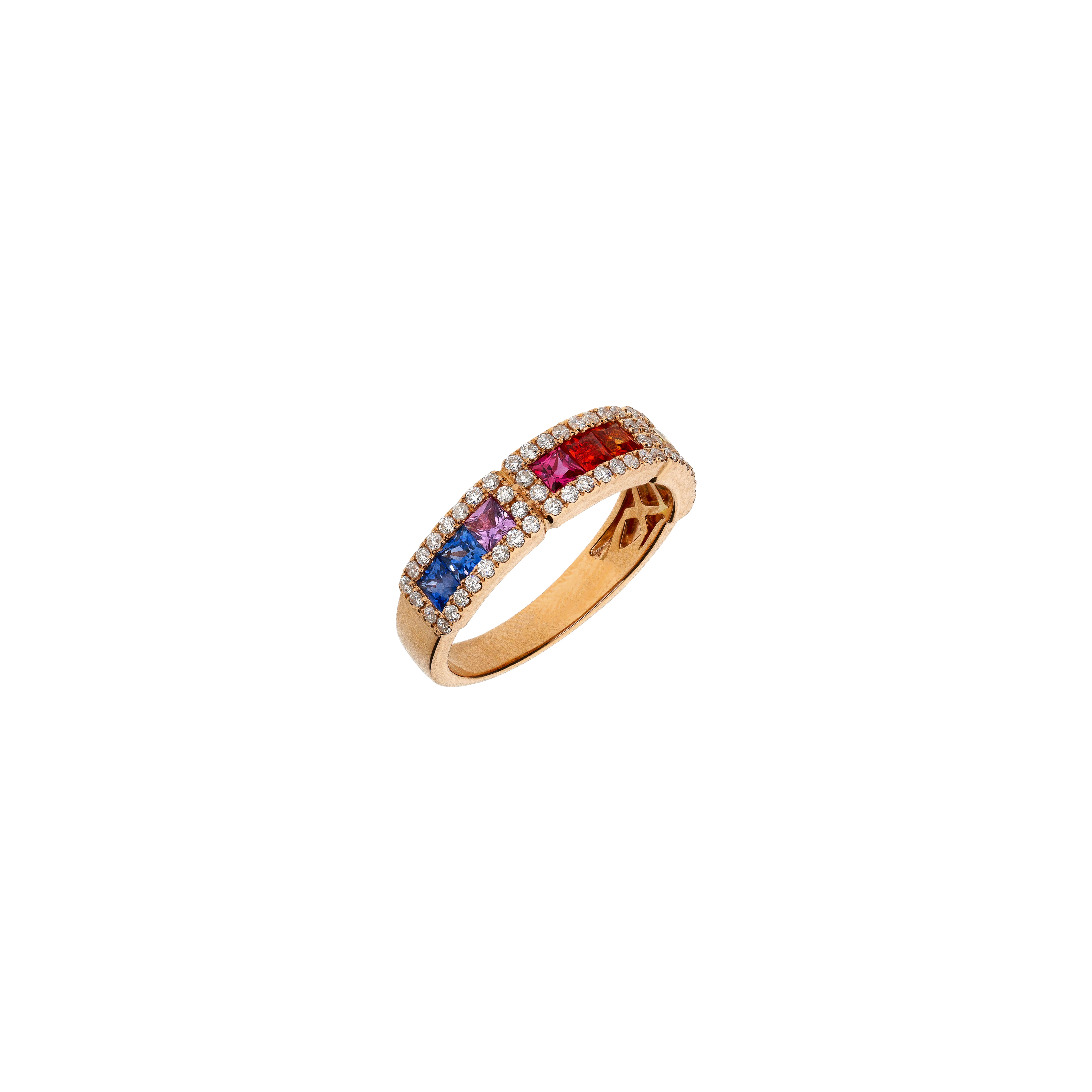 Bartorelli Italian Jewels | ANELLO IN ORO ROSA CON ZAFFIRI MULTICOLOR E DIAMANTI BIANCHI - KR1431/MS (1)