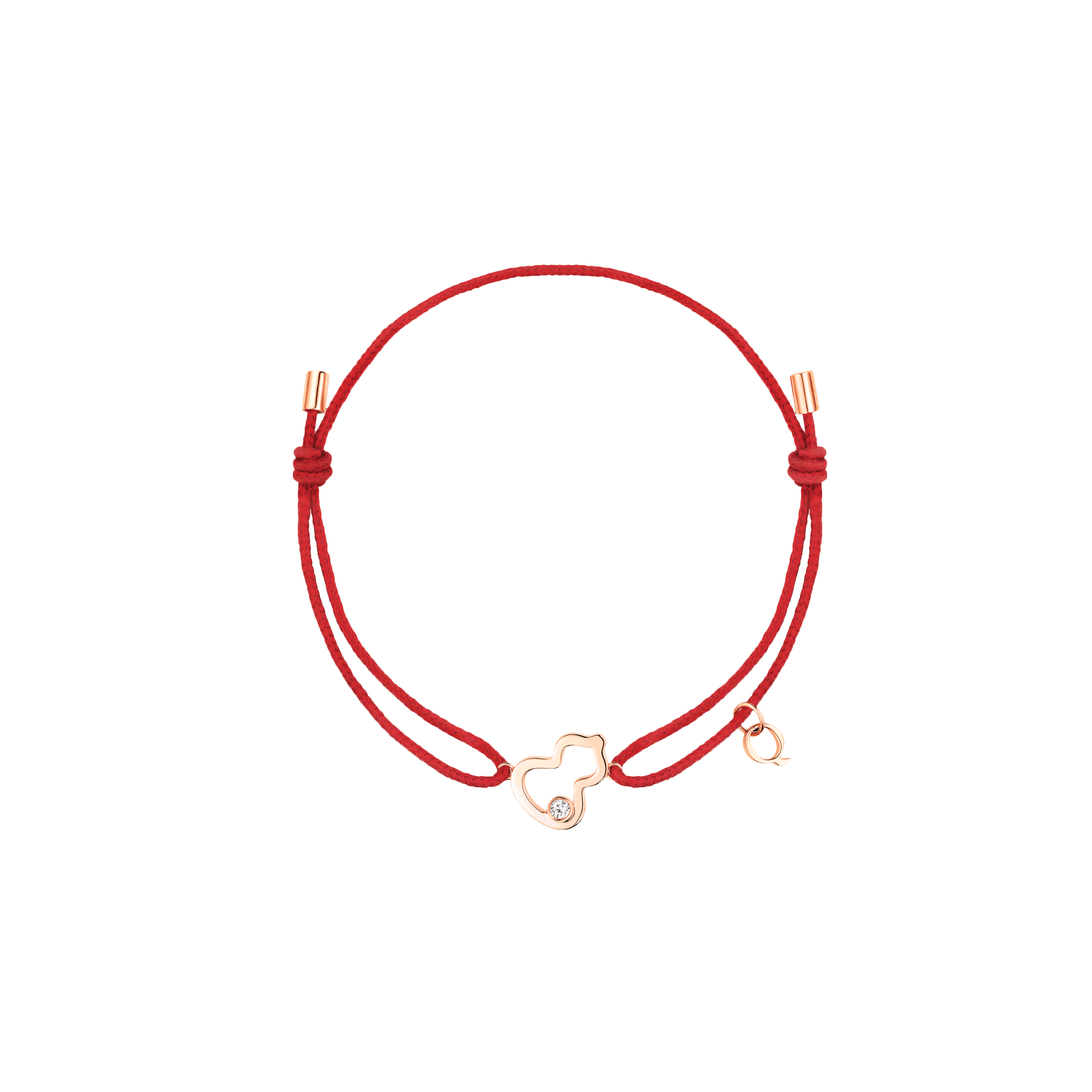 Qeelin | BRACCIALE WULU IN ORO ROSA CON DIAMANTE SU CORDINO ROSSO - WOC40FMRGDI (1)