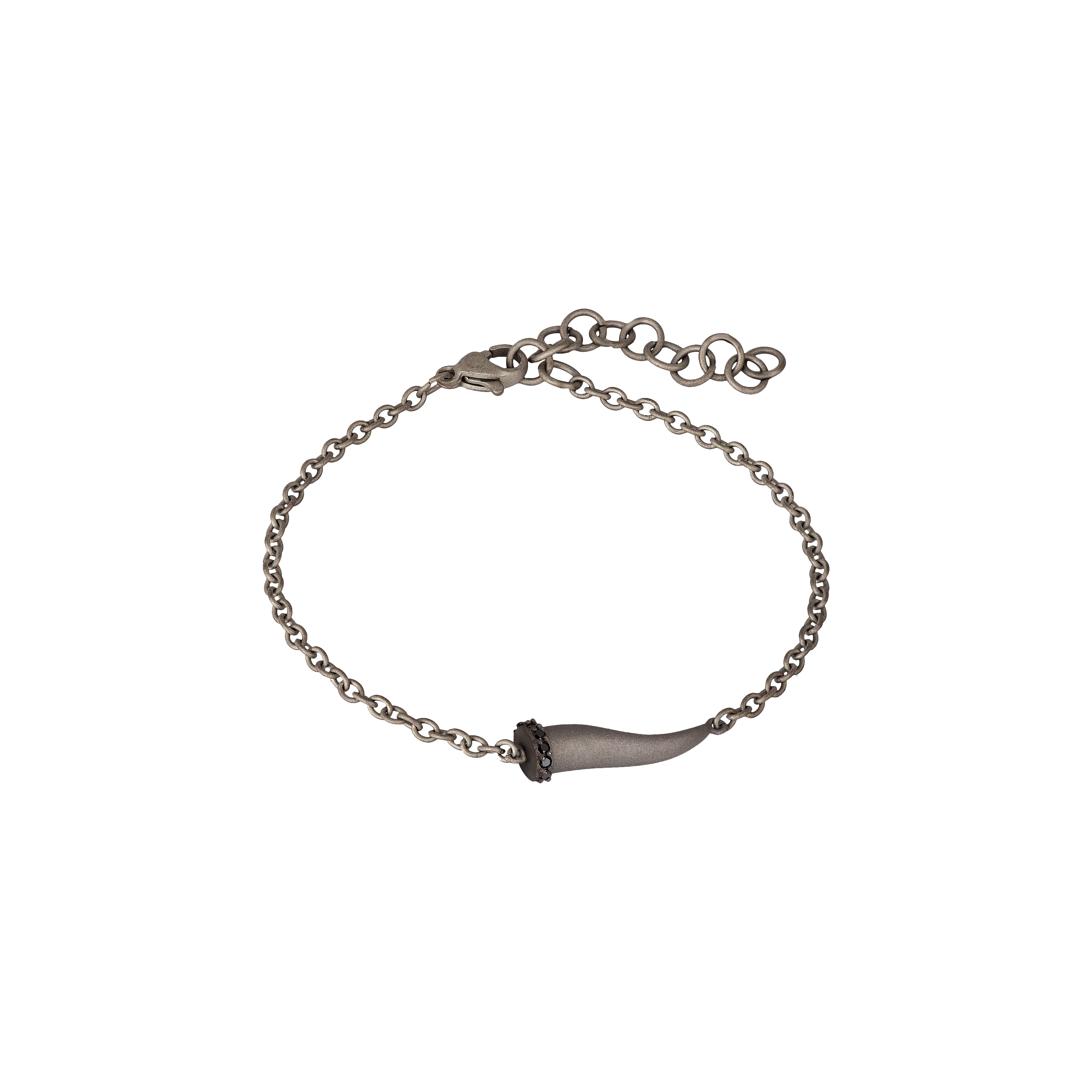 Mano | J . | BRACCIALE CHARMS UOMO LUCKY HORN CON CORNETTO IN TITANIO, 5 BLACK E CATENA - CHBRT5BBRK (1)