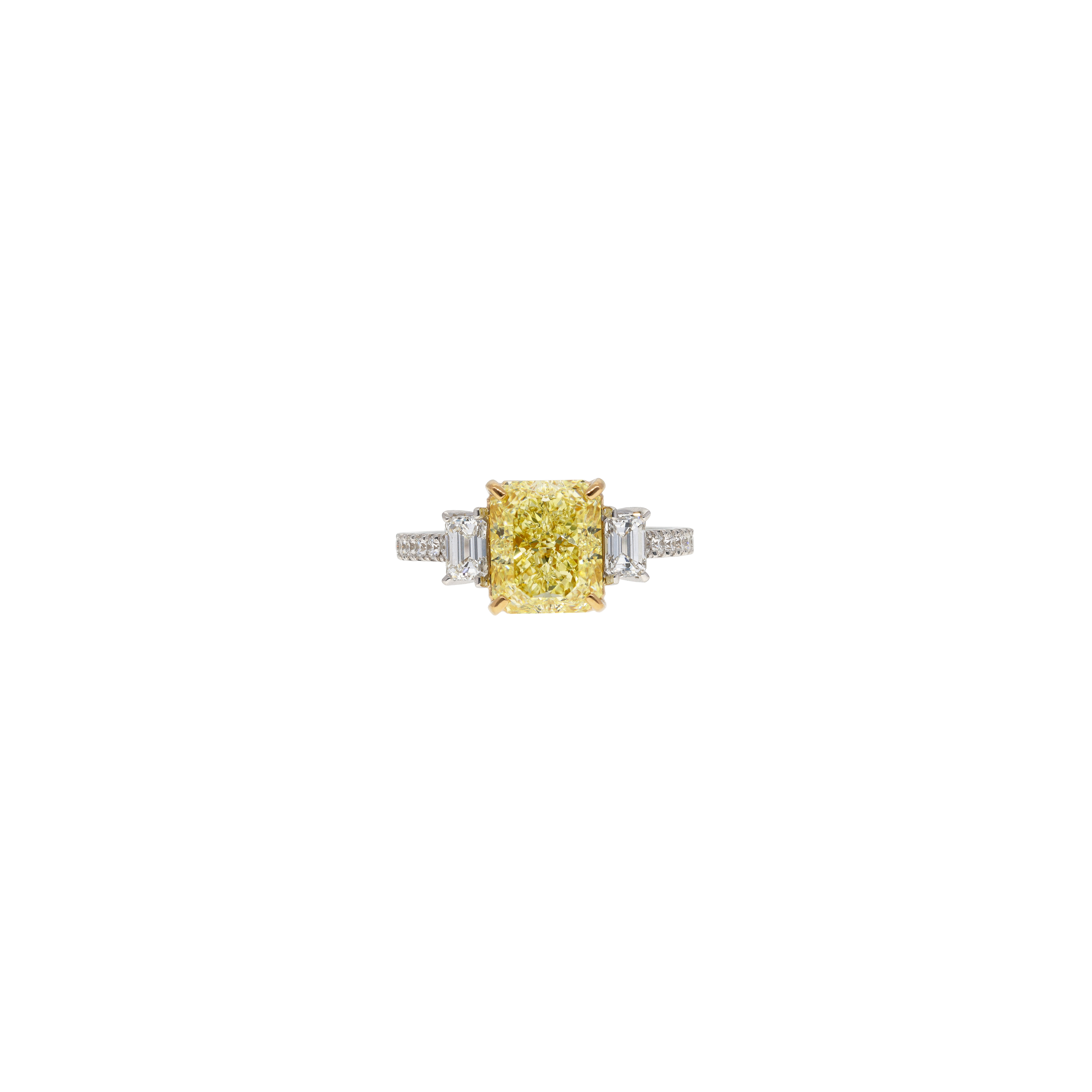 Bartorelli Italian Jewels | ANELLO SOLITARIO IN ORO BIANCO CON DIAMANTE  FANCY LIGHT YELLOW E DIAMANTI BIANCHI - 000-5053NS (2)
