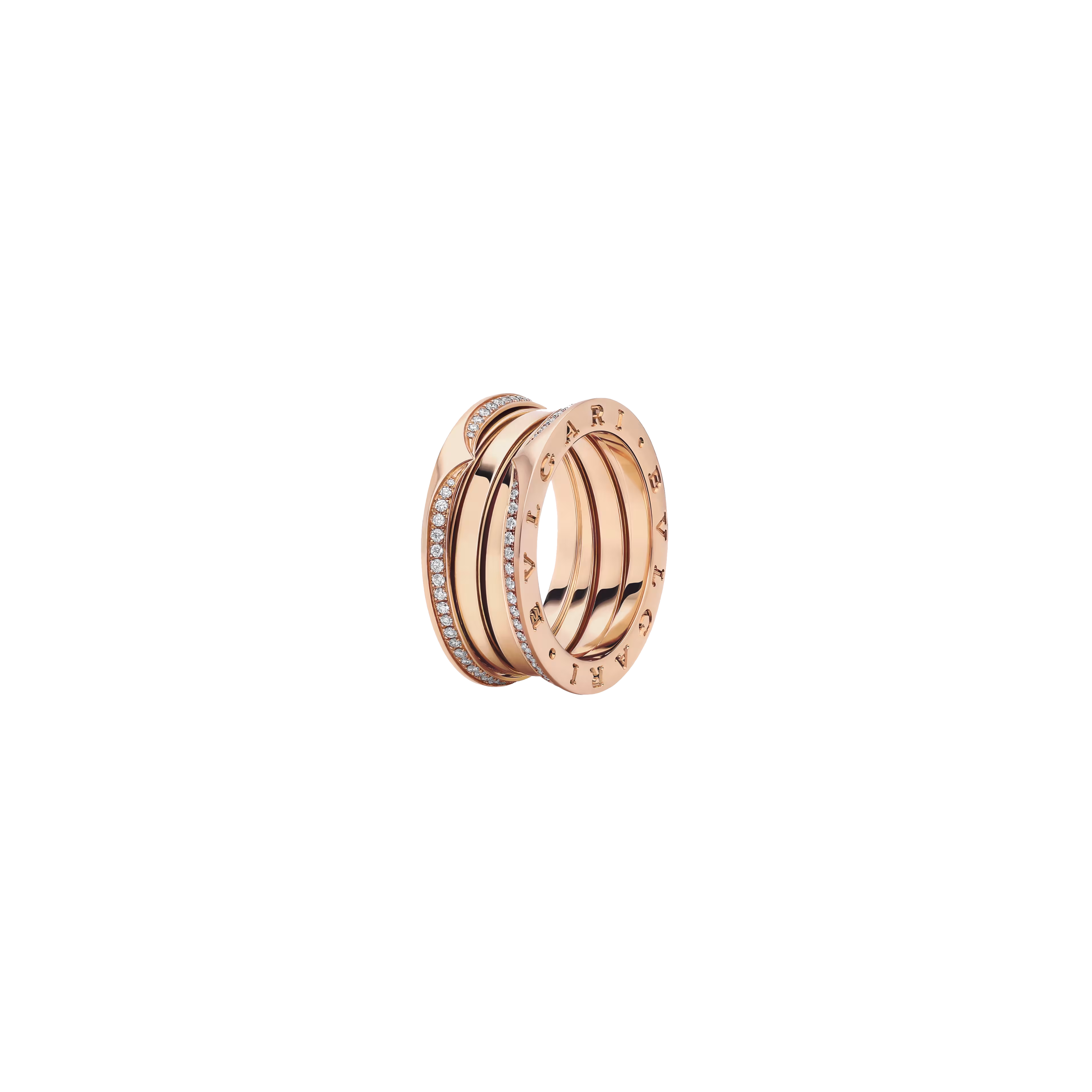 Bulgari | ANELLO B.ZERO1 A TRE FASCE IN ORO ROSA CON PAV&Eacute; DI DIAMANTI - AN859441 (1)