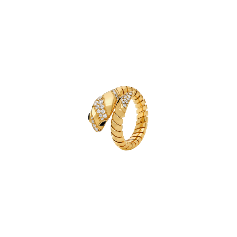 Bulgari | ANELLO SERPENTI TUBOGAS IN ORO GIALLO CON DIAMANTI E ONICE - AN859785 (1)