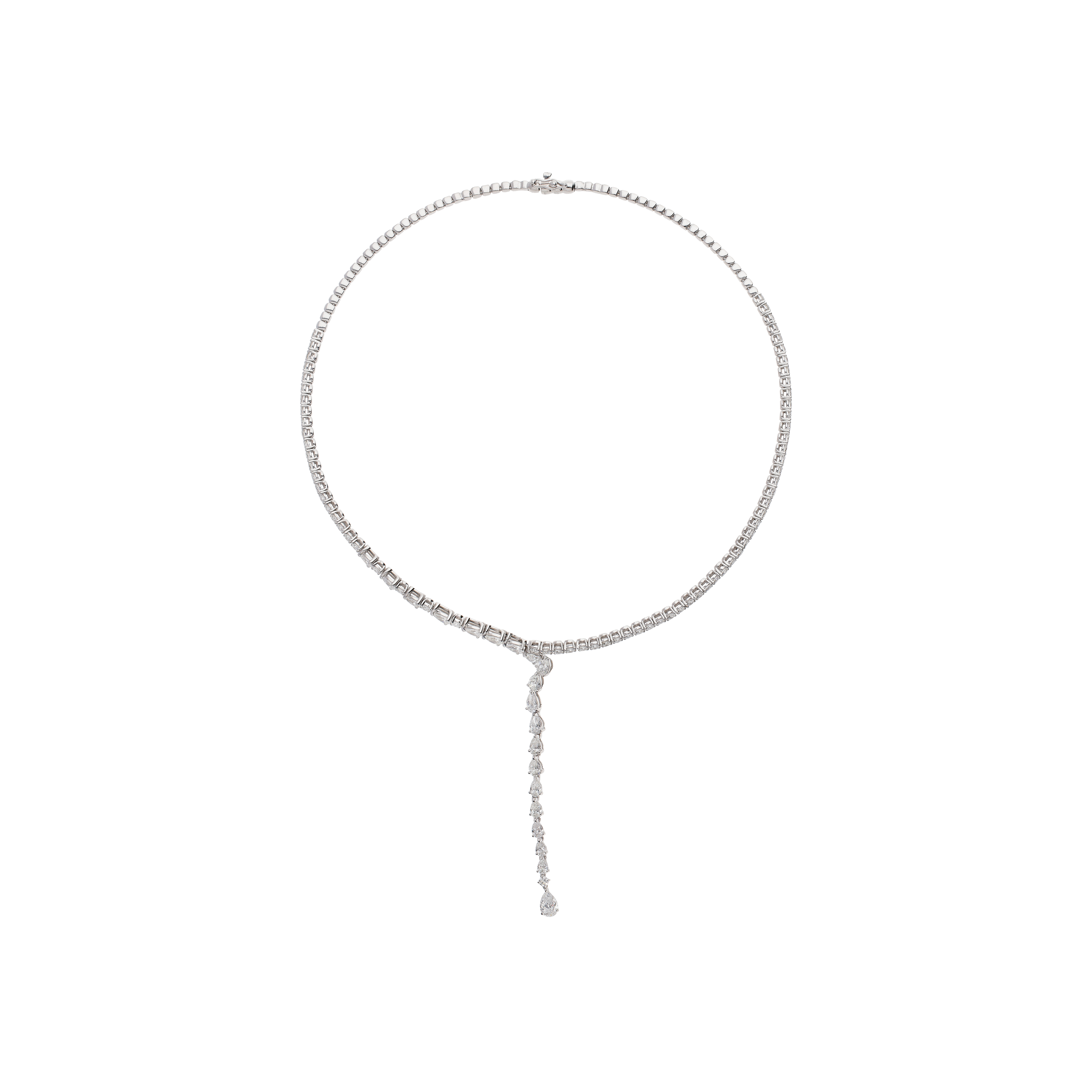 Bartorelli Italian Jewels | COLLANA GIROCOLLO RIGIDA IN ORO BIANCO E DIAMANTI CON UNA FILA DI DIAMANTI PENDENTI - 171-2167MOD (2)