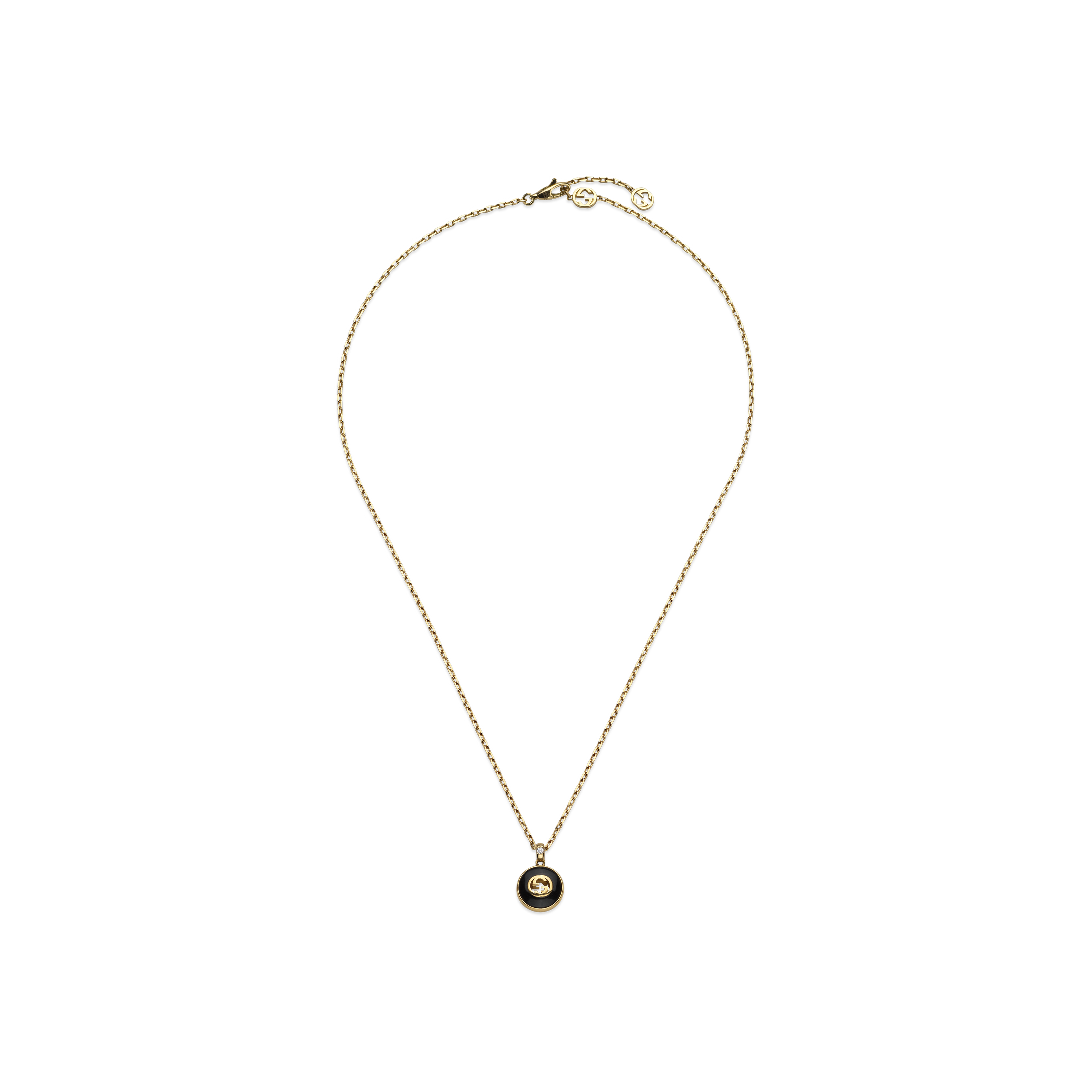 Gucci | COLLANAA CATENA GUCCI INTERLOCKING IN ORO GIALLO E ONICE - YBB789340001 (1)