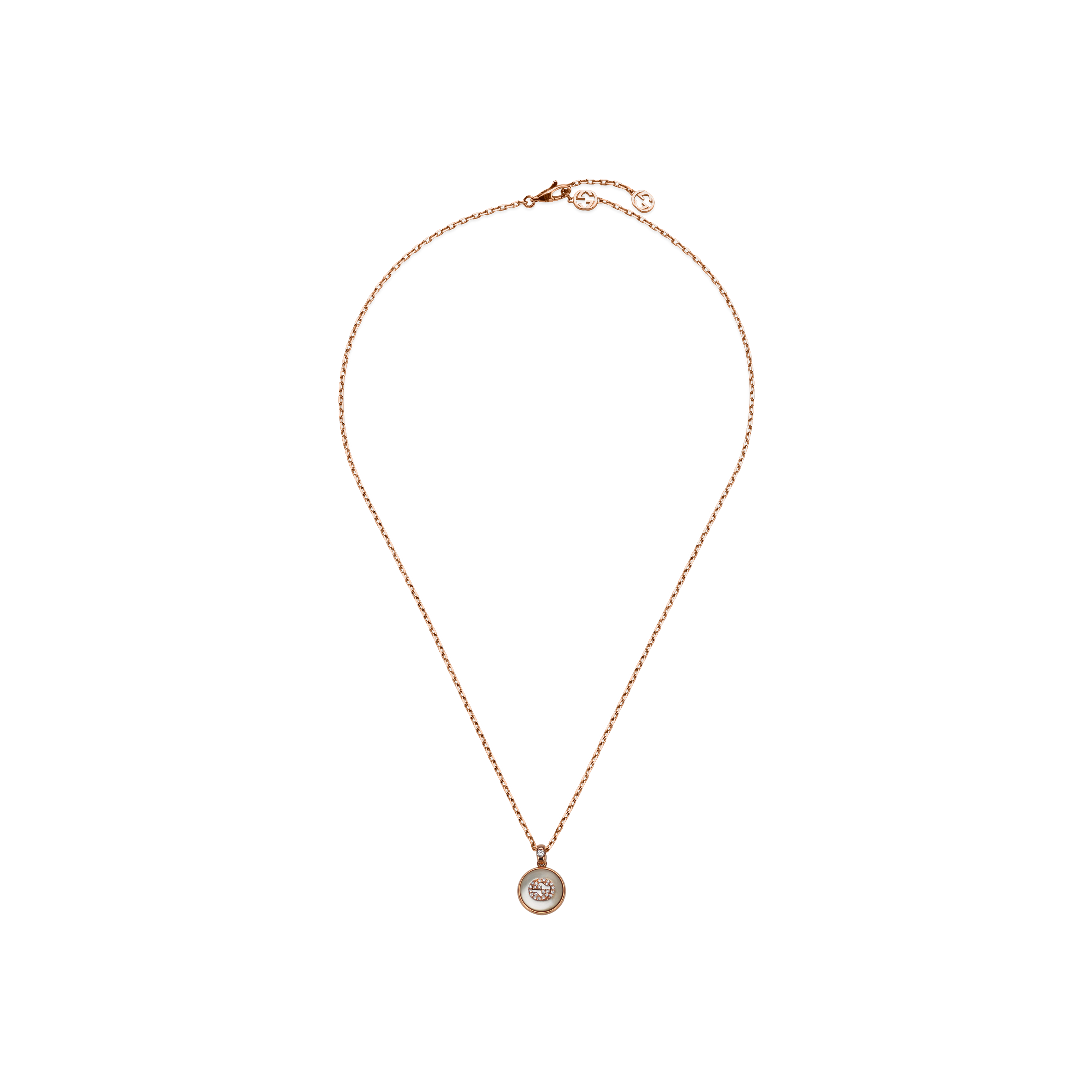 Gucci | COLLANA GUCCI INTERLOCKING GIROCOLLO IN ORO ROSA E DIAMANTI - YBB789342001 (1)