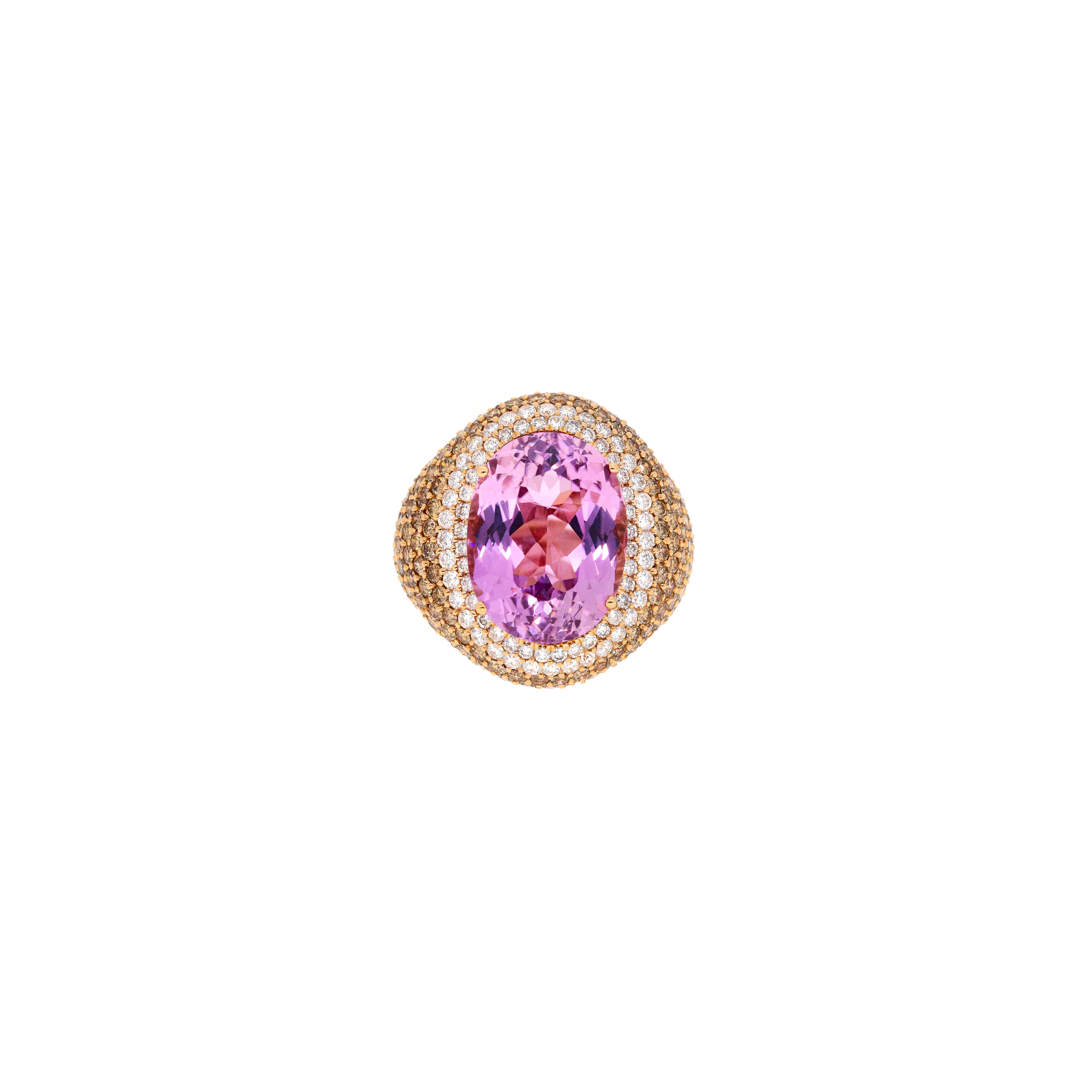 Bartorelli Italian Jewels | ANELLO IN ORO ROSA CON KUNZITE ROSA, DIAMANTI BIANCHI E PAV&Eacute; DI DIAMANTI BROWN - VR08595DDBKUP (2)