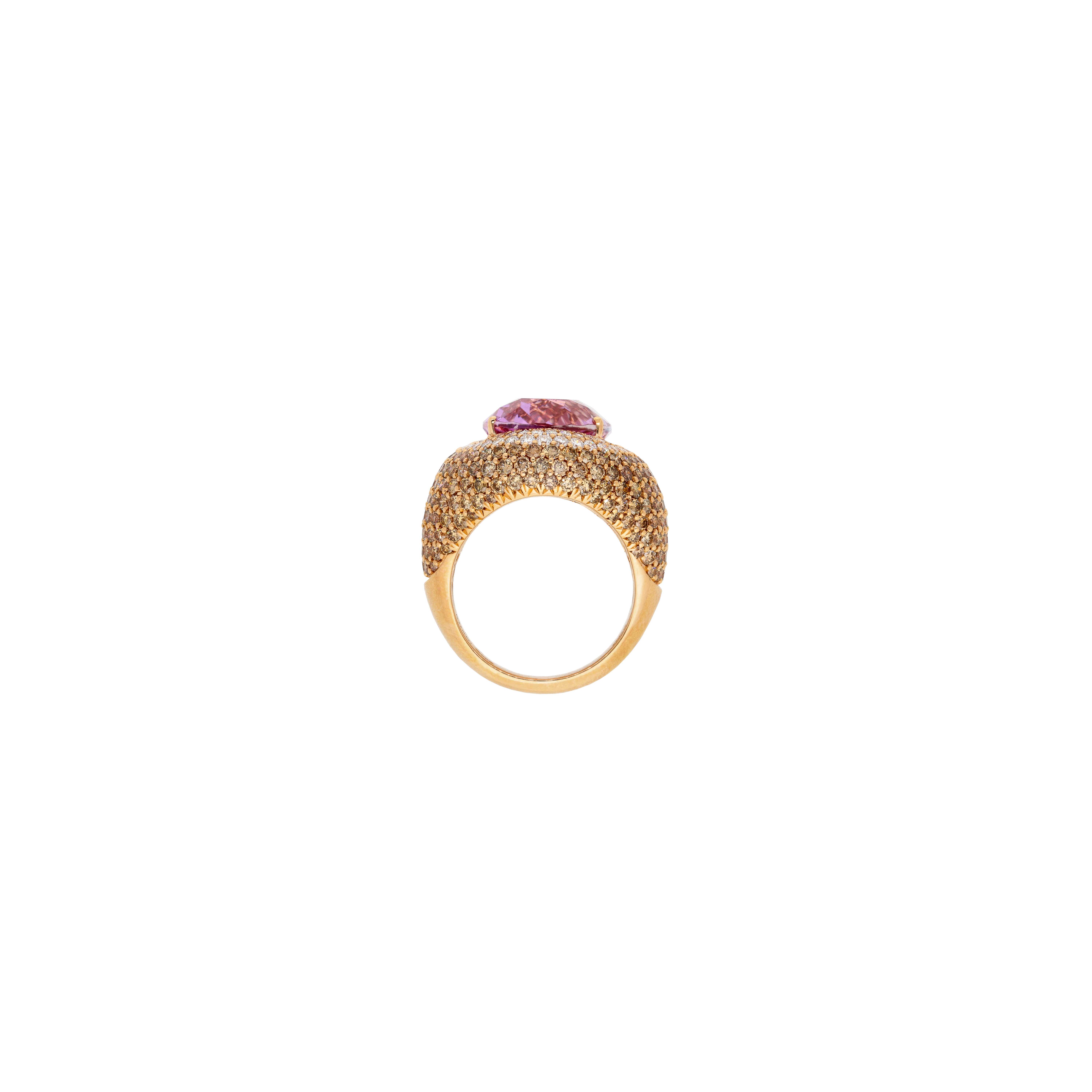 Bartorelli Italian Jewels | ANELLO IN ORO ROSA CON KUNZITE ROSA, DIAMANTI BIANCHI E PAV&Eacute; DI DIAMANTI BROWN - VR08595DDBKUP (3)