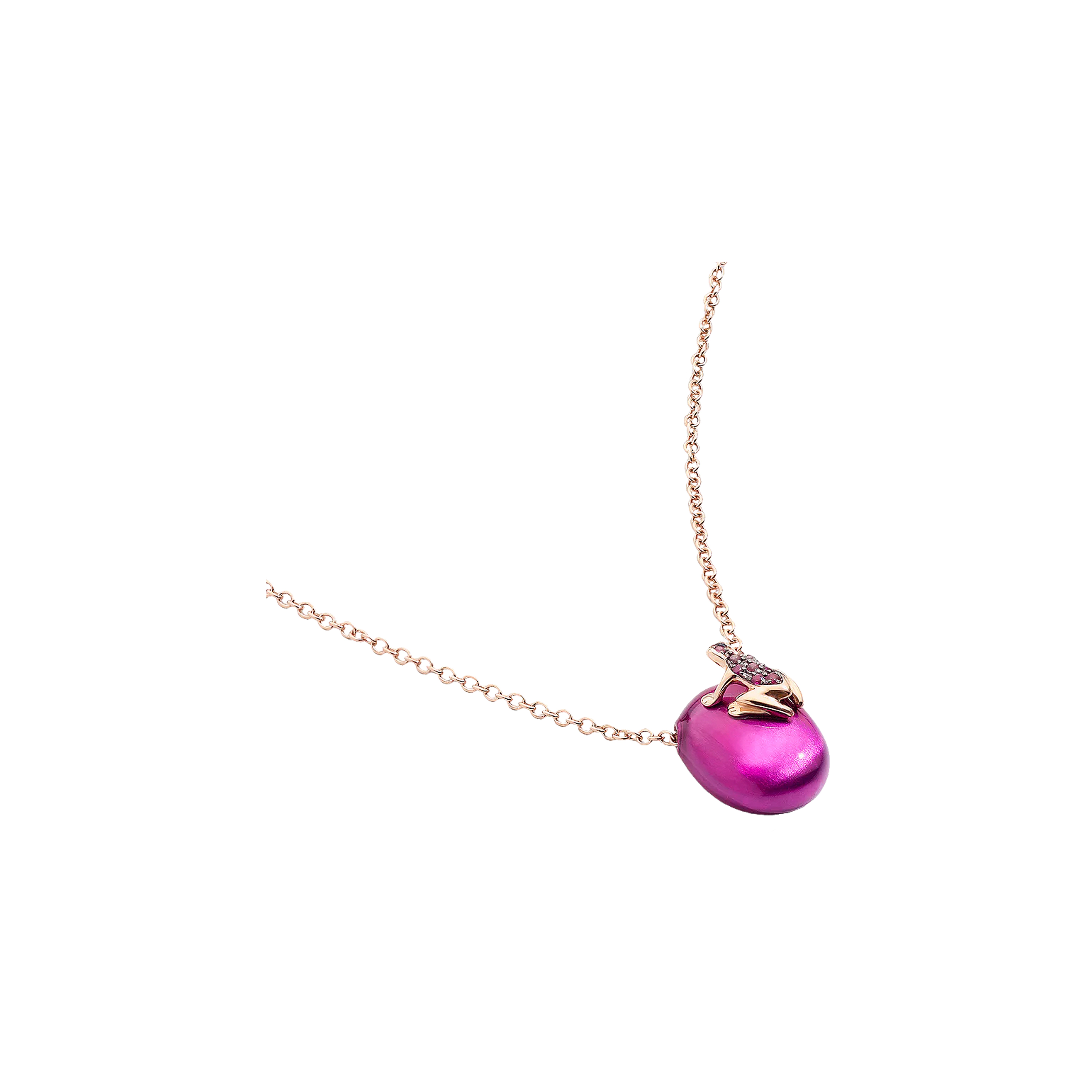 Dada Arrigoni | COLLANA HAPPY FROG CON ELEMENTO FUCSIA METALLIZZATO, ORO ROSA E RUBINI - DHF02CAAFRNRU (1)
