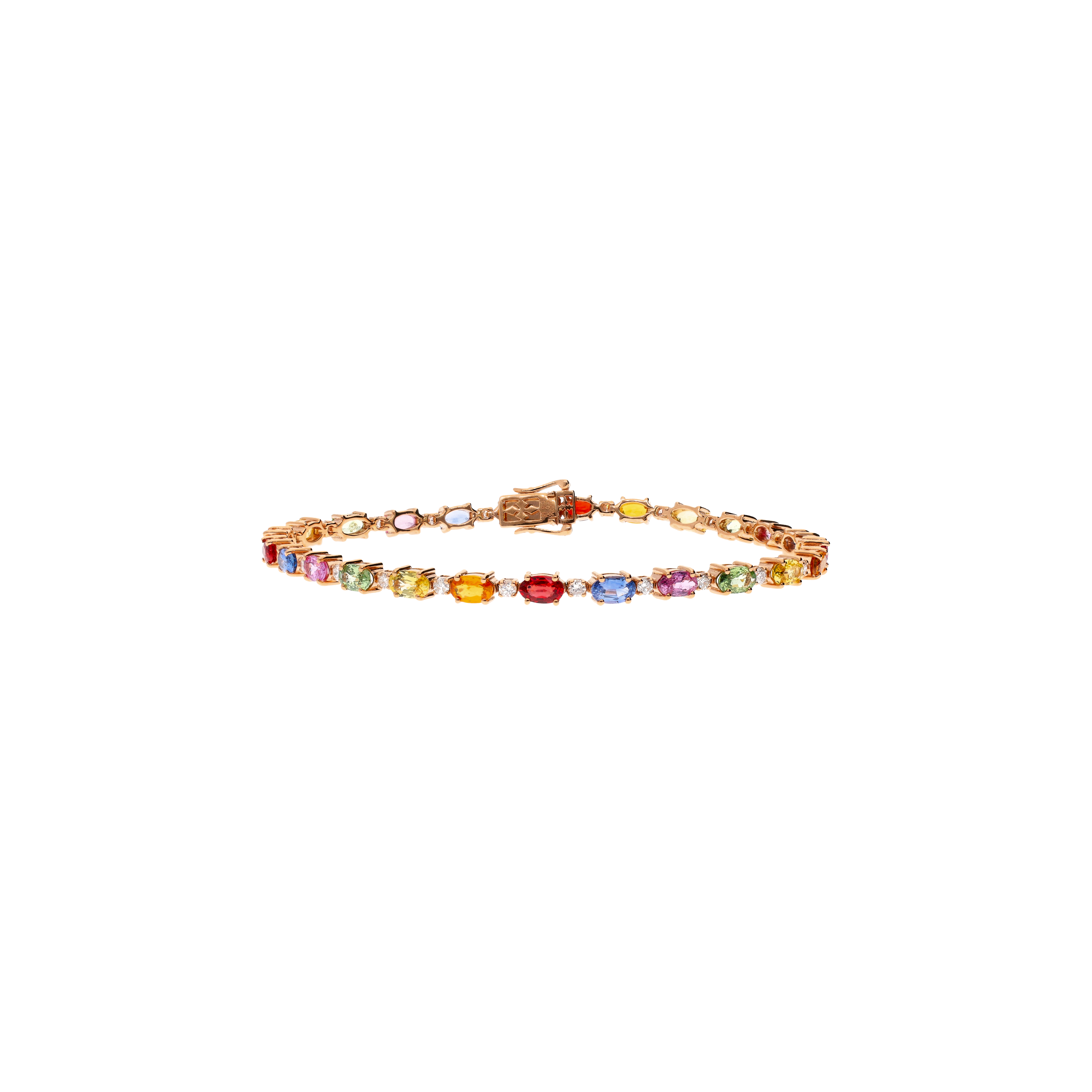 Bartorelli Italian Jewels | BRACCIALE RAINBOW IN ORO ROSA CON DIAMANTI E ZAFFIRI MULTICOLOR - KB1037/MS (1)