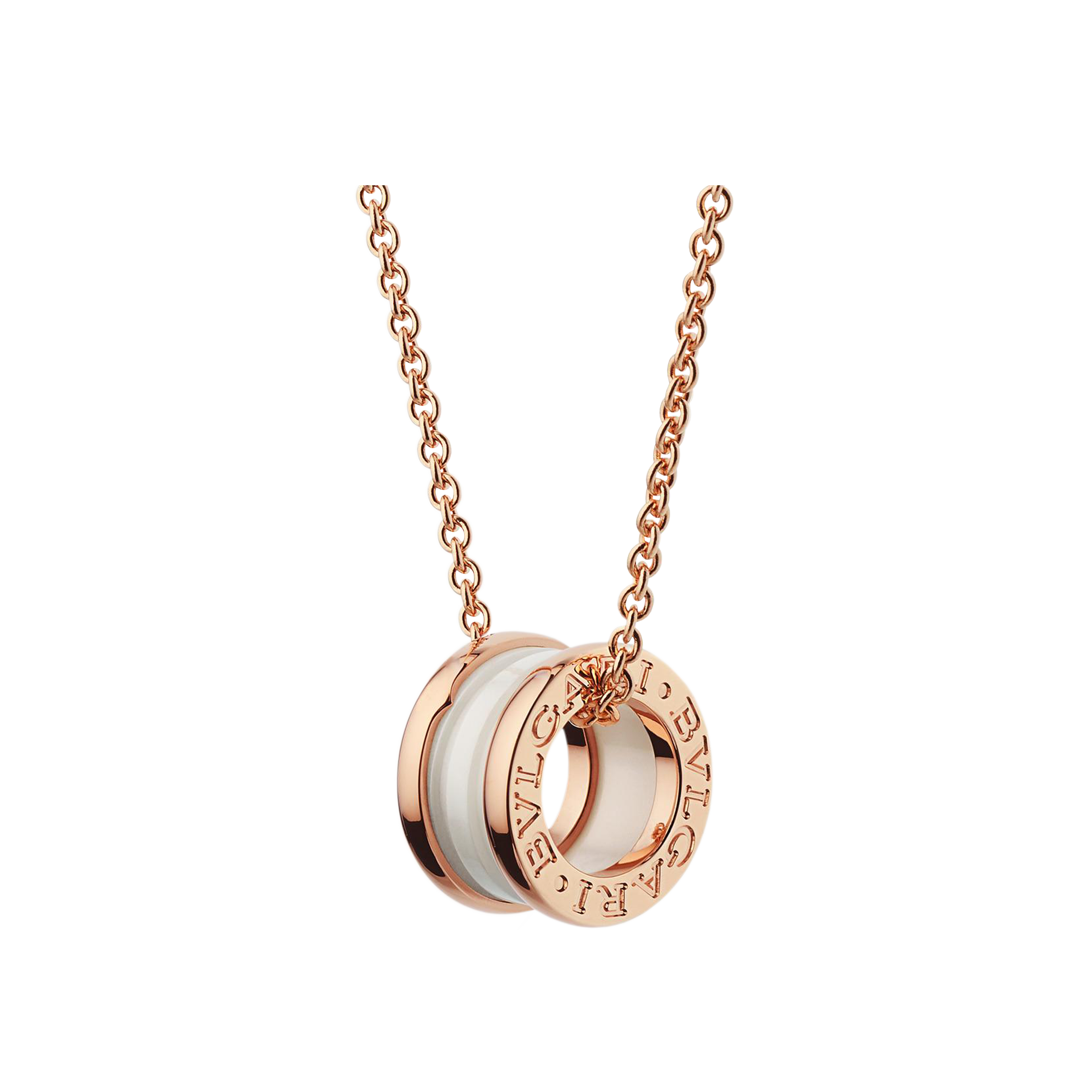 Bulgari | COLLANA B.ZERO1 IN ORO ROSA 18 KT E CERAMICA BIANCA - CL855721 (1)