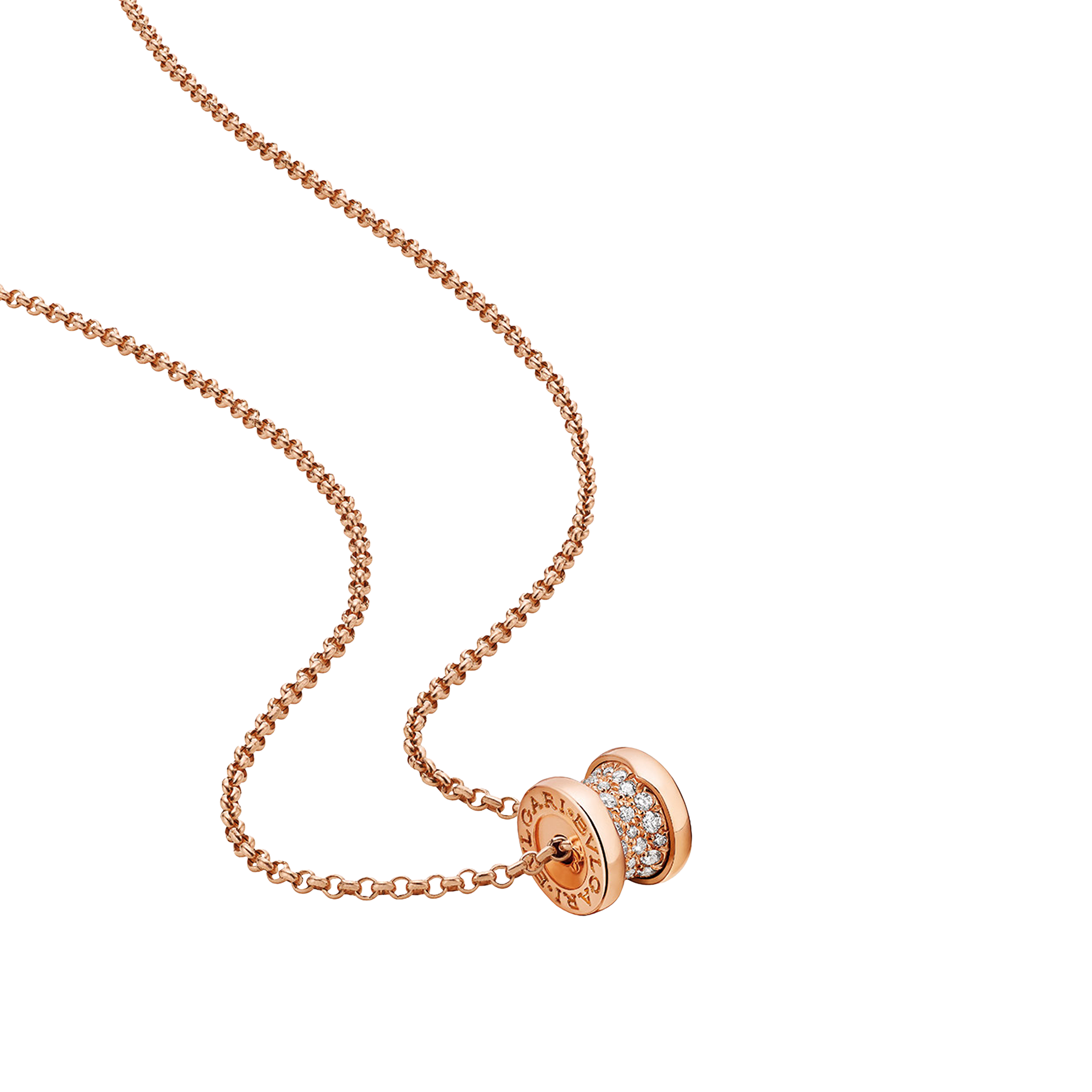 Bulgari | COLLANA B.ZERO1 IN ORO ROSA CON PAVE' DI DIAMANTI - CL857518 (1)