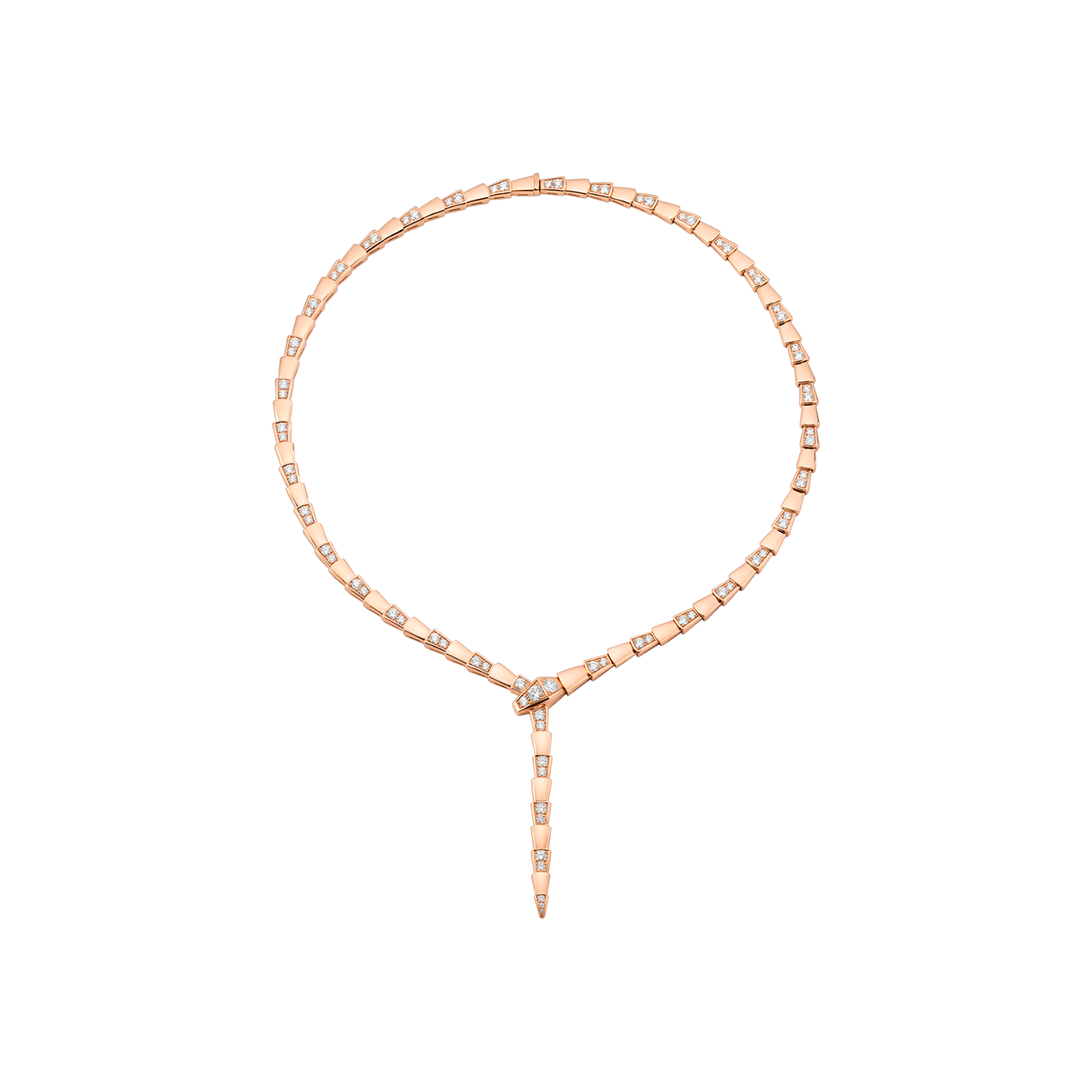 Bulgari | COLLANA SERPENTI SOTTILE IN ORO ROSA 18 CARATI E DIAMANTI MEZZO PAV&Eacute; - CL857906 (1)