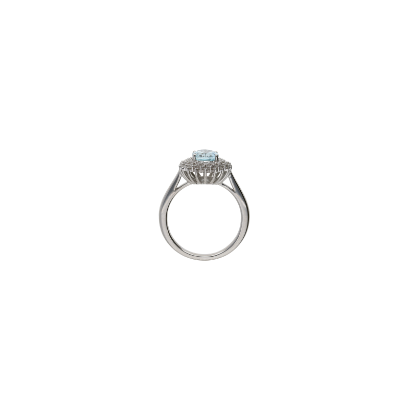 Bartorelli Italian Jewels | ANELLO ROSETTA IN ORO BIANCO CON ACQUAMARINA E PAV&Eacute; DI DIAMANTI - 254190 (3)