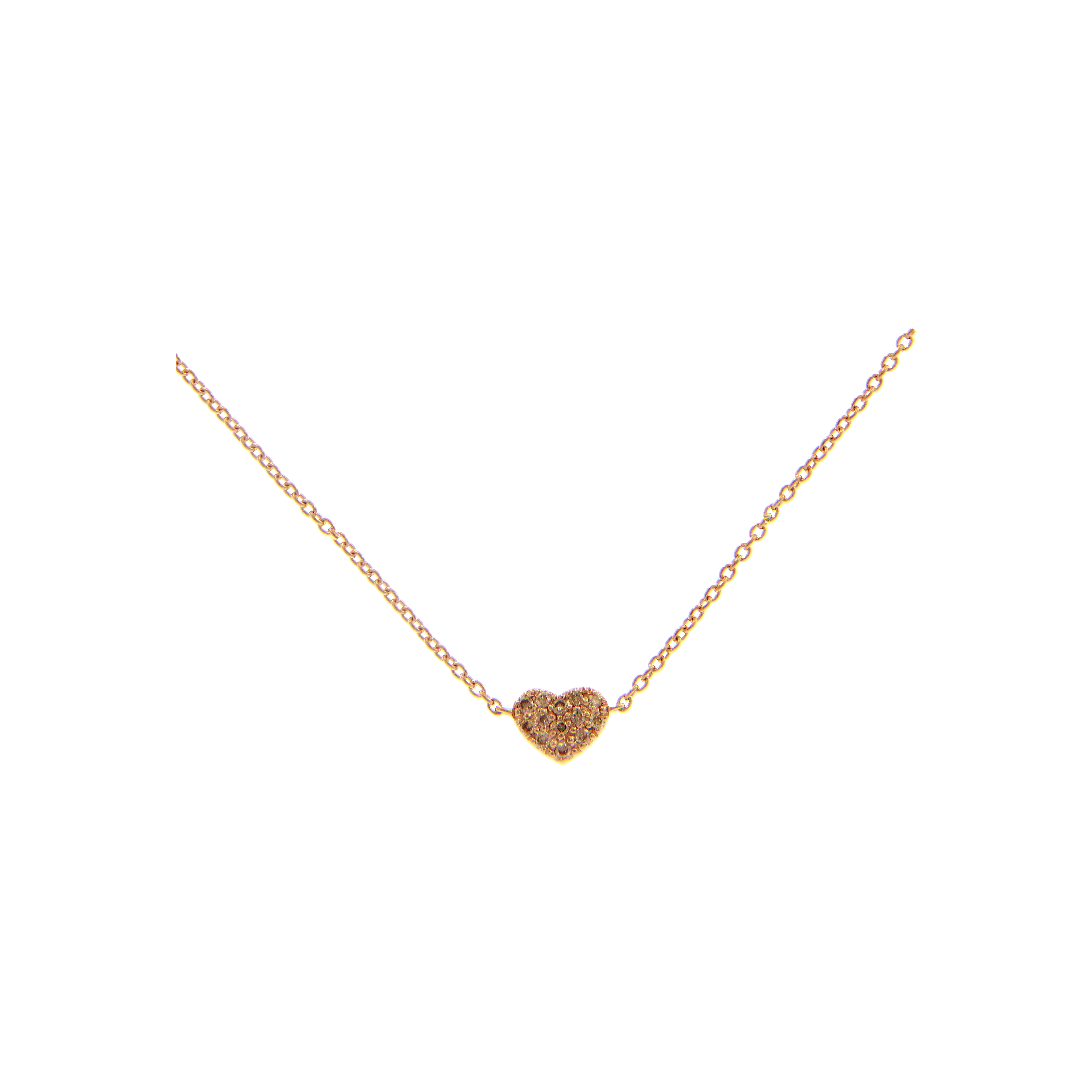 Bartorelli Italian Jewels | COLLANA IN ORO ROSA CON CUORE PAV&Eacute; DI DIAMANTI BROWN - 223674 (1)