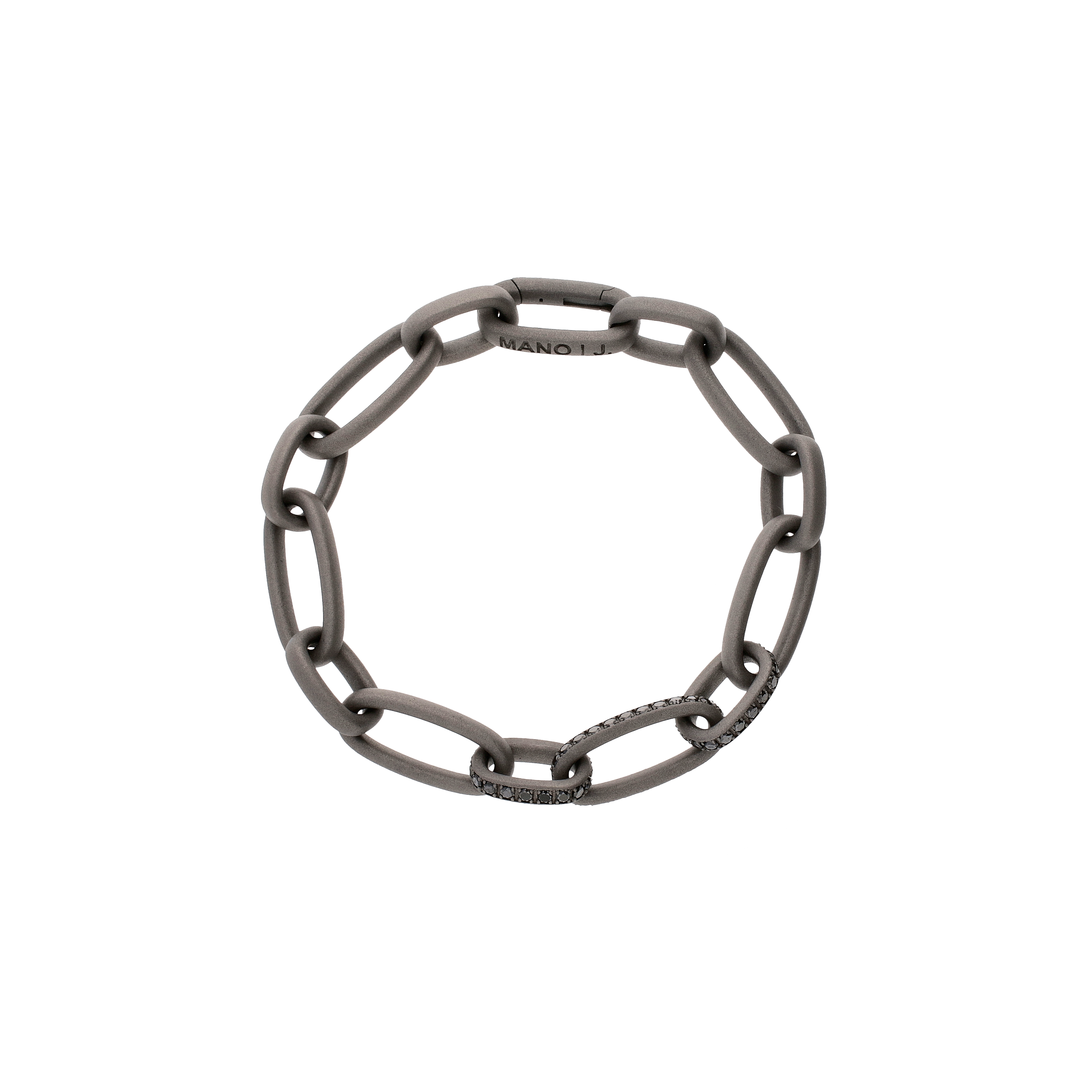 Mano | J . | BRACCIALE IN TITANIO SABBIATO  E DIAMANTI BLACK - CBR4DBK (1)