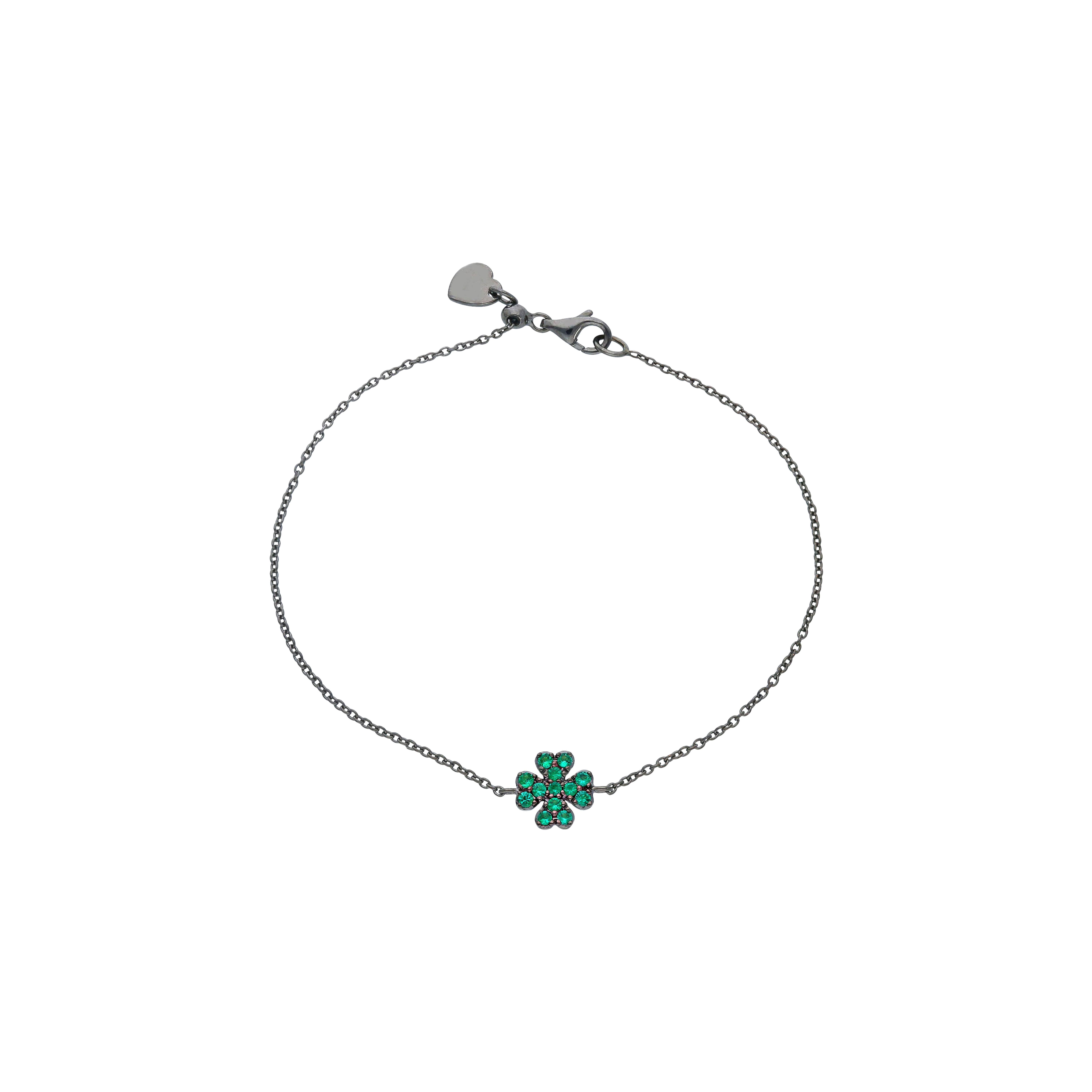 Bartorelli Italian Jewels | BRACCIALE IN ORO BRUNITO CON QUADRIFOGLIO IN PAV&Eacute; DI SMERALDI - 261336 (1)