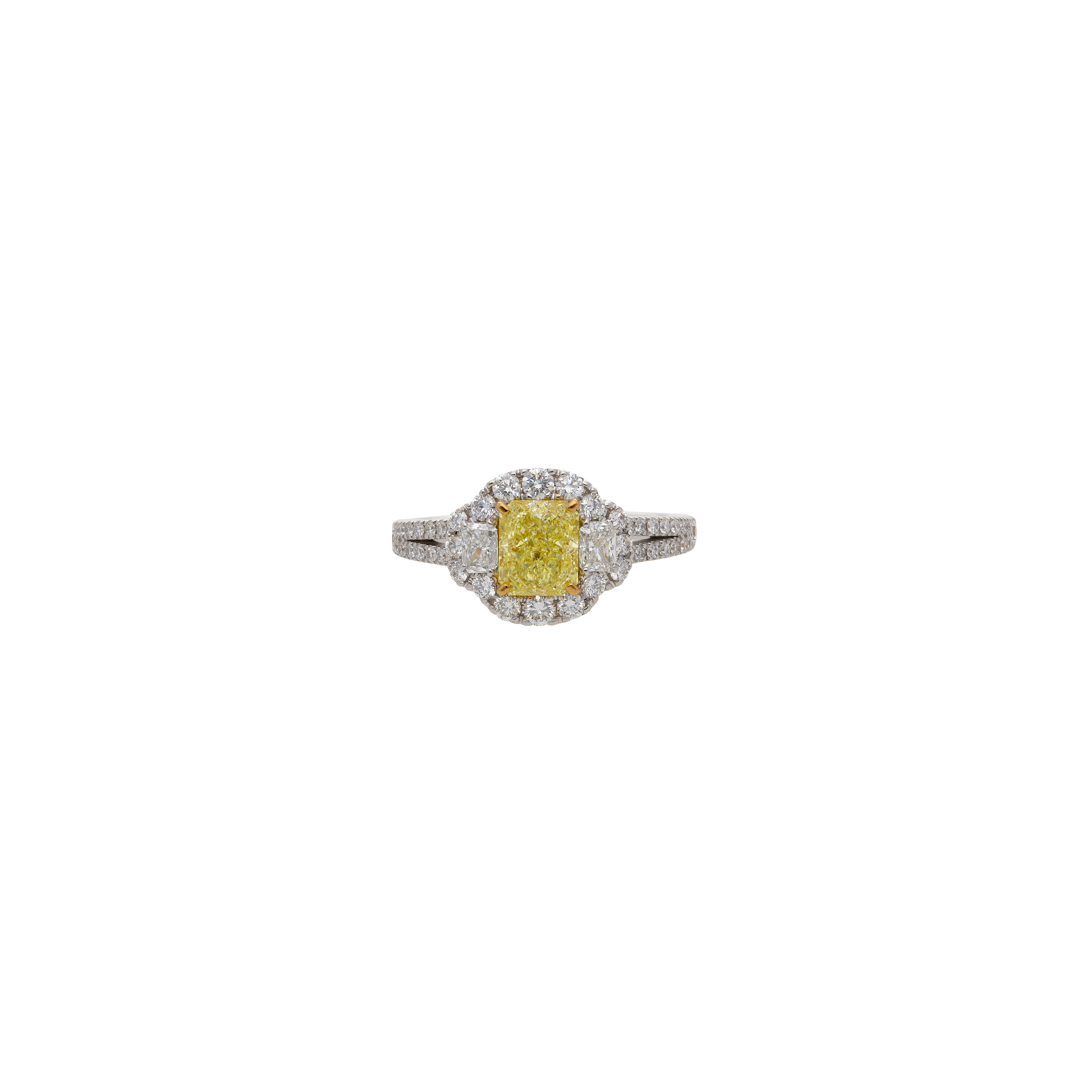 Bartorelli Italian Jewels | ANELLO SOLITARIO IN ORO BIANCO CON DIAMANTE FANCY YELLOW E PAV&Eacute; DI DIAMANTI BIANCHI - 372-3497 (2)