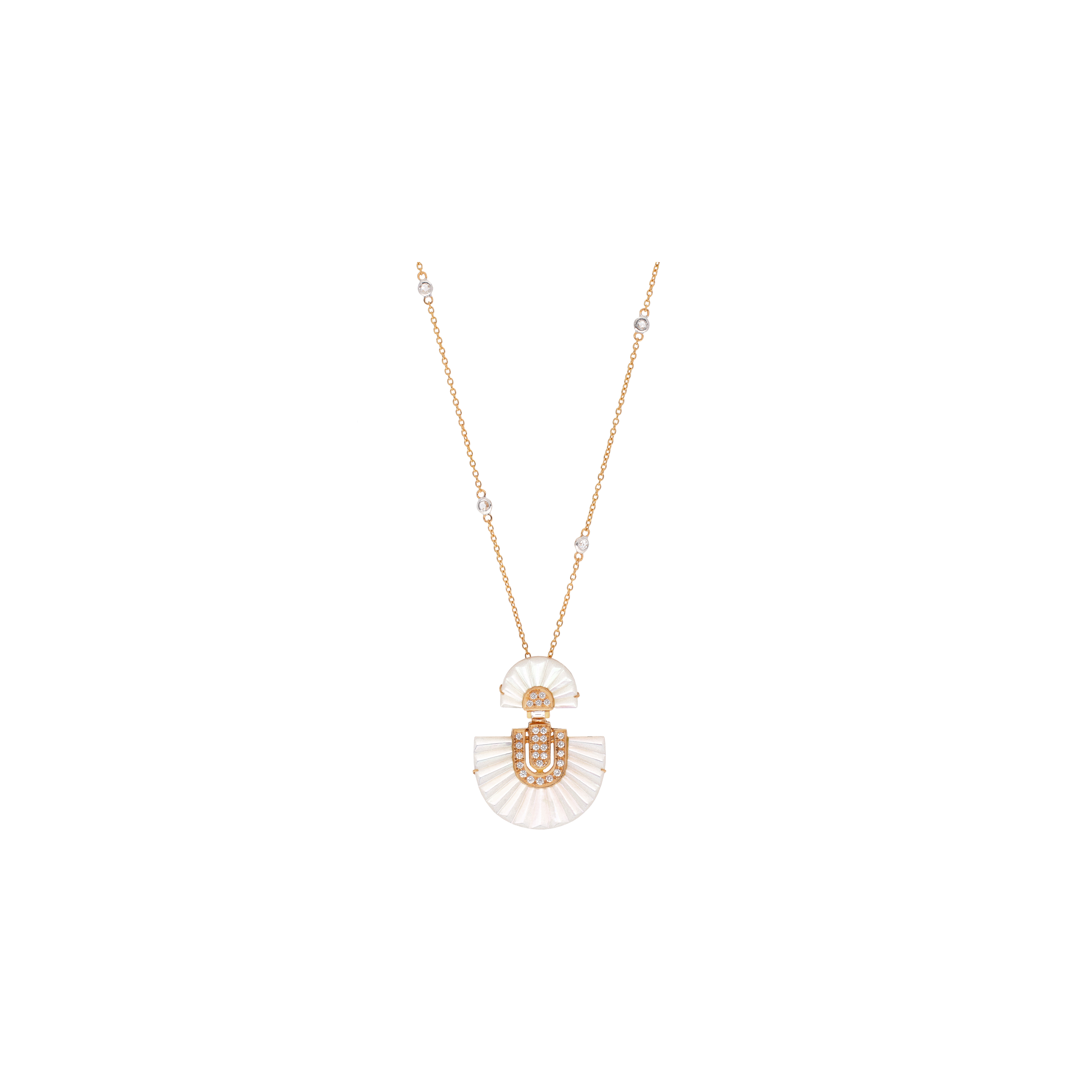 Bartorelli Italian Jewels | COLLANA CON VENTAGLIO PENDENTE IN ORO ROSA MADREPERLA E DIAMANTI BIANCHI - QNKG04099DMPP (1)