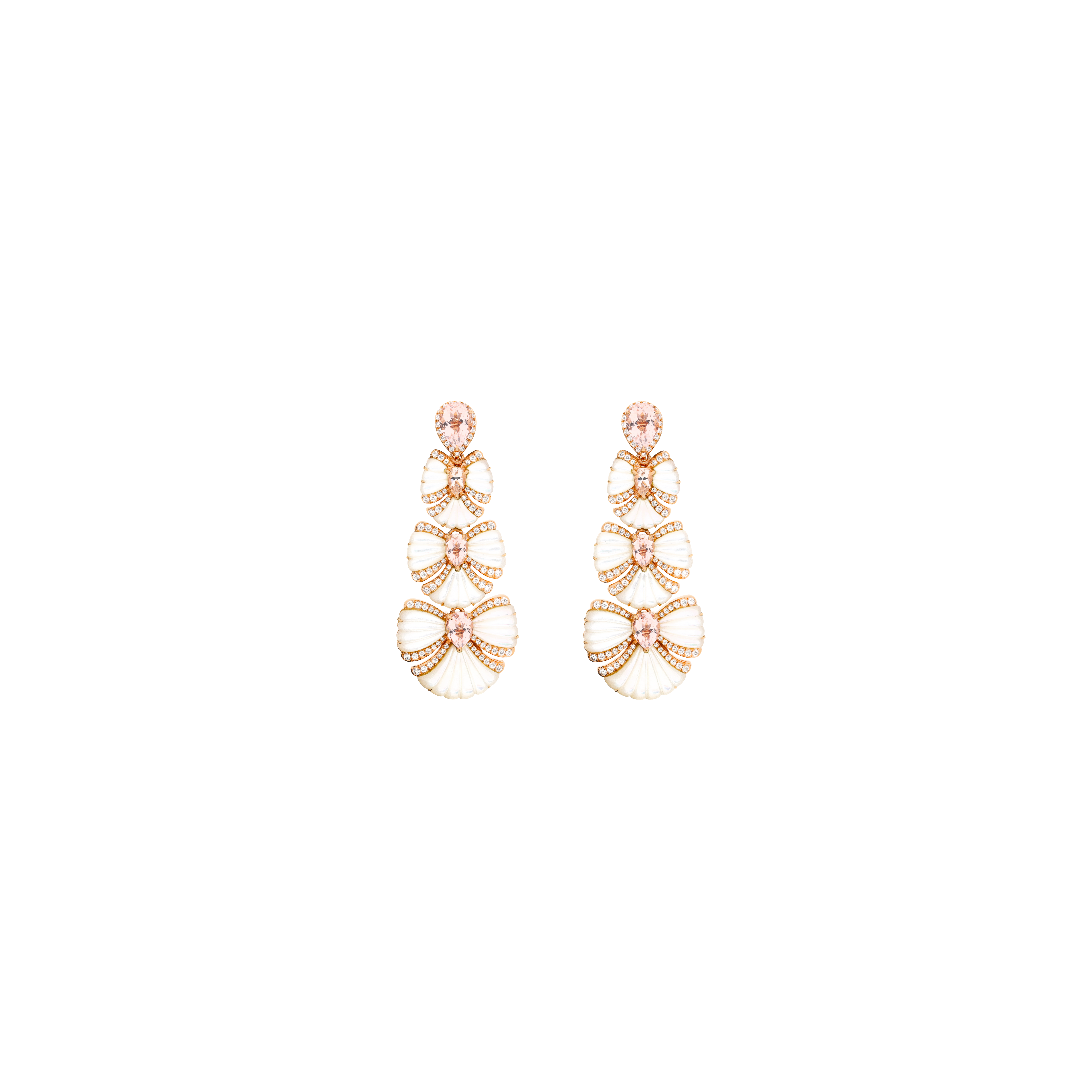 Bartorelli Italian Jewels | ORECCHINI PENDENTI IN ORO ROSA CON DIAMANTI, MORGANITE, MADREPERLA - QEKG05403DMPMOP (1)