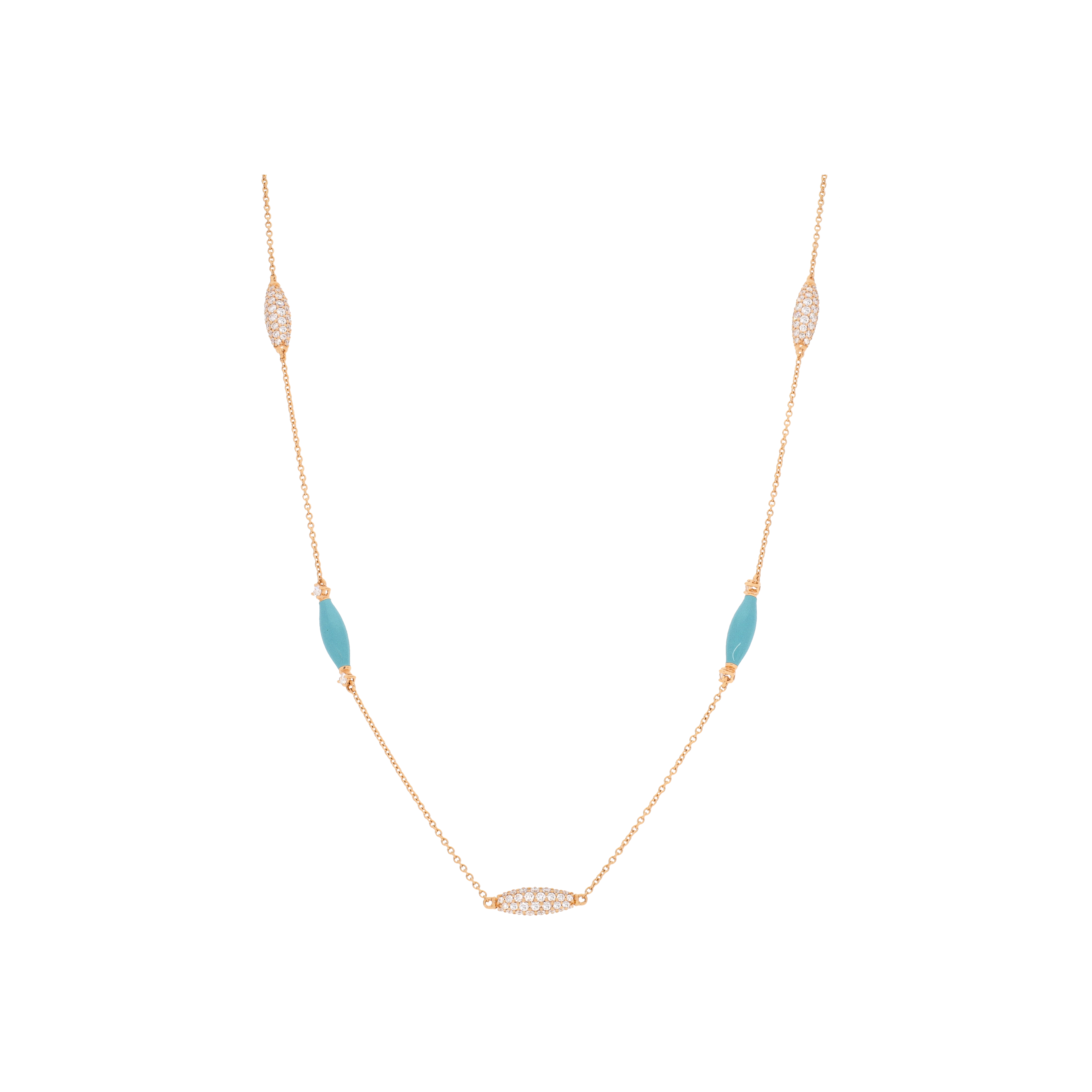 Bartorelli Italian Jewels | COLLANA IN ORO ROSA CON ELEMENTI DI TURCHESE ED ELEMENTI IN PAV&Eacute; DI DIAMANTI - VN29812DETQP (1)